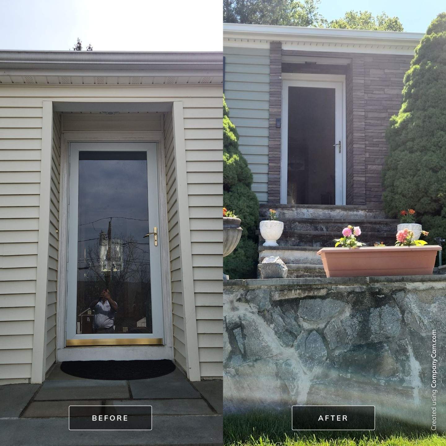 Siding Makeover with Cert. Monogram D/5 Dutchlap, Cypress & Tando Stone Sedona Bluff by DiGiorgi Roofing and Siding Inc