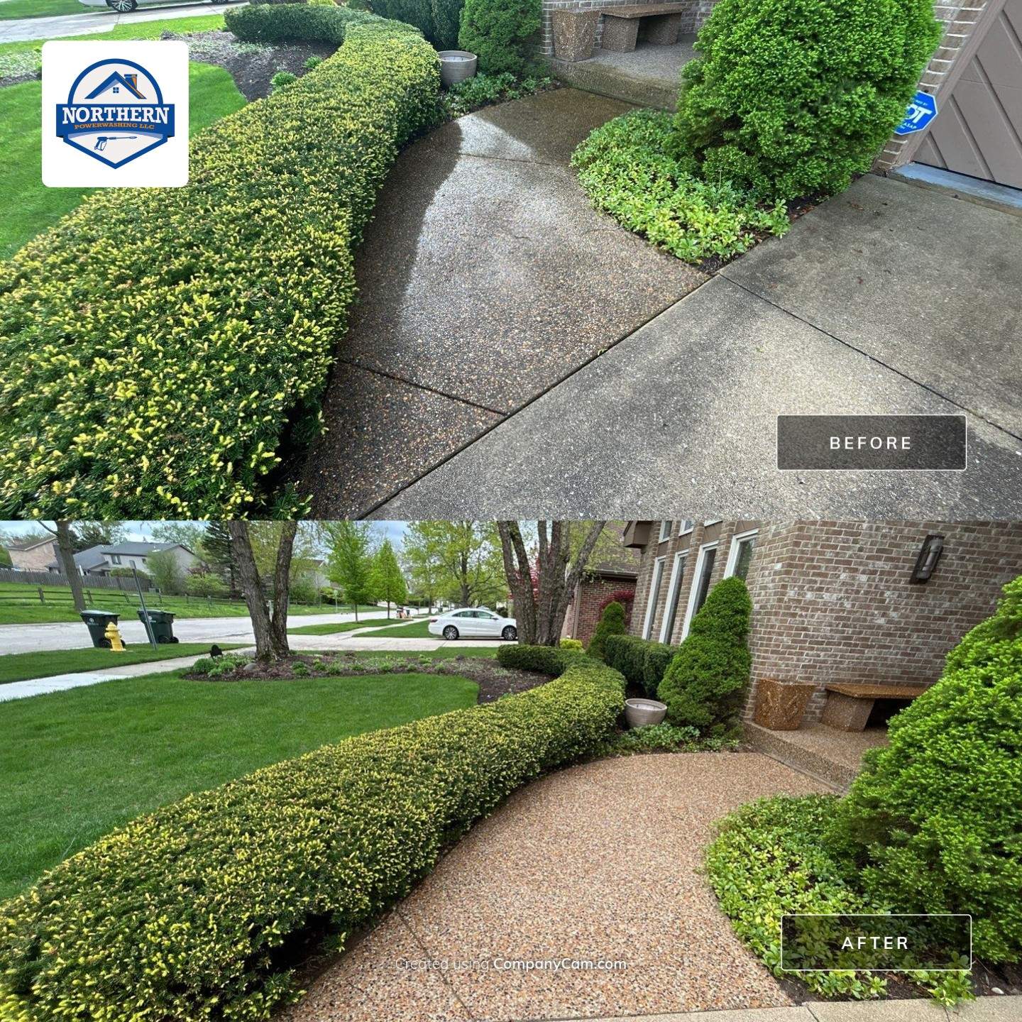 concrete patio and driveway cleaning by Northern Power Washing LLC.