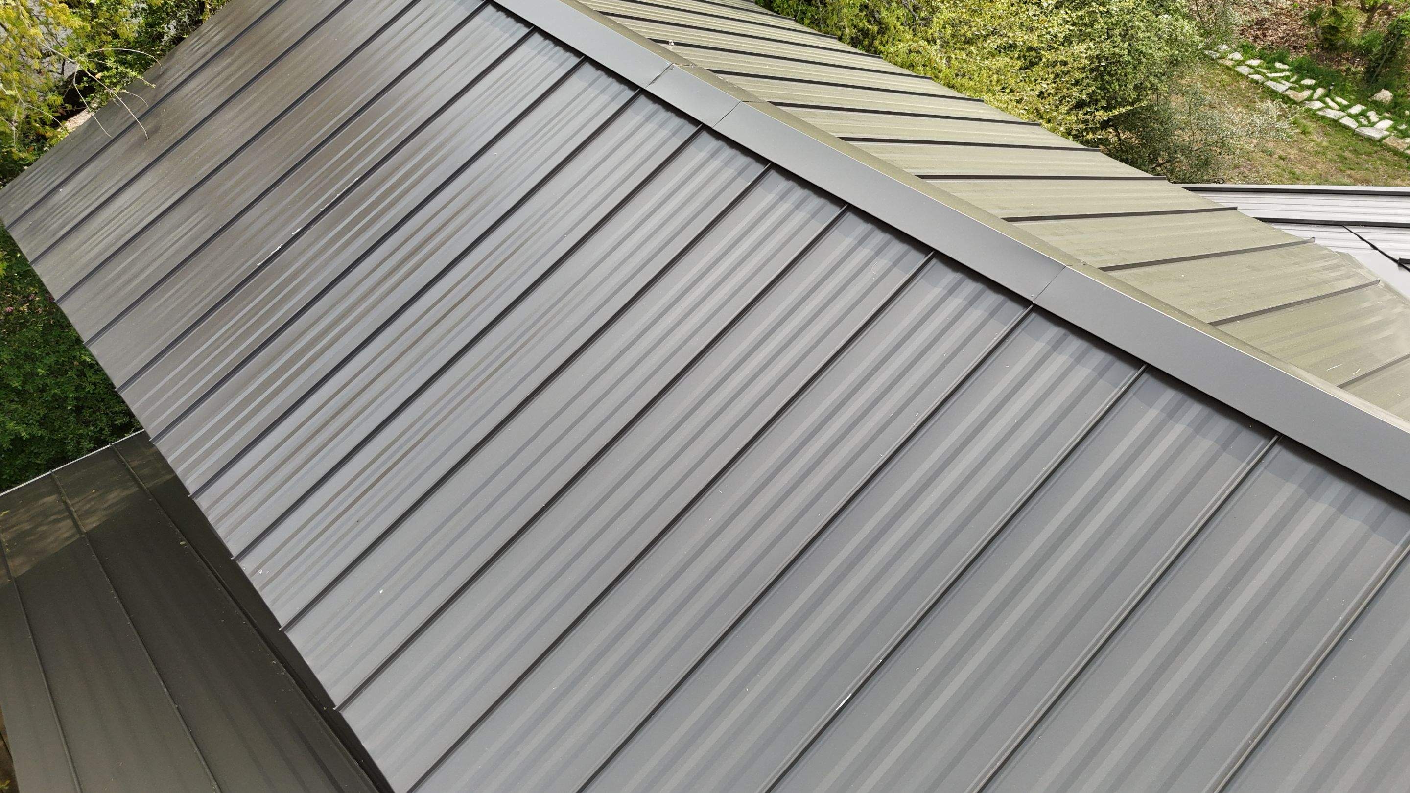 Dark Bronze - L&A Standing Seam with Striations by RoofsOnly.com