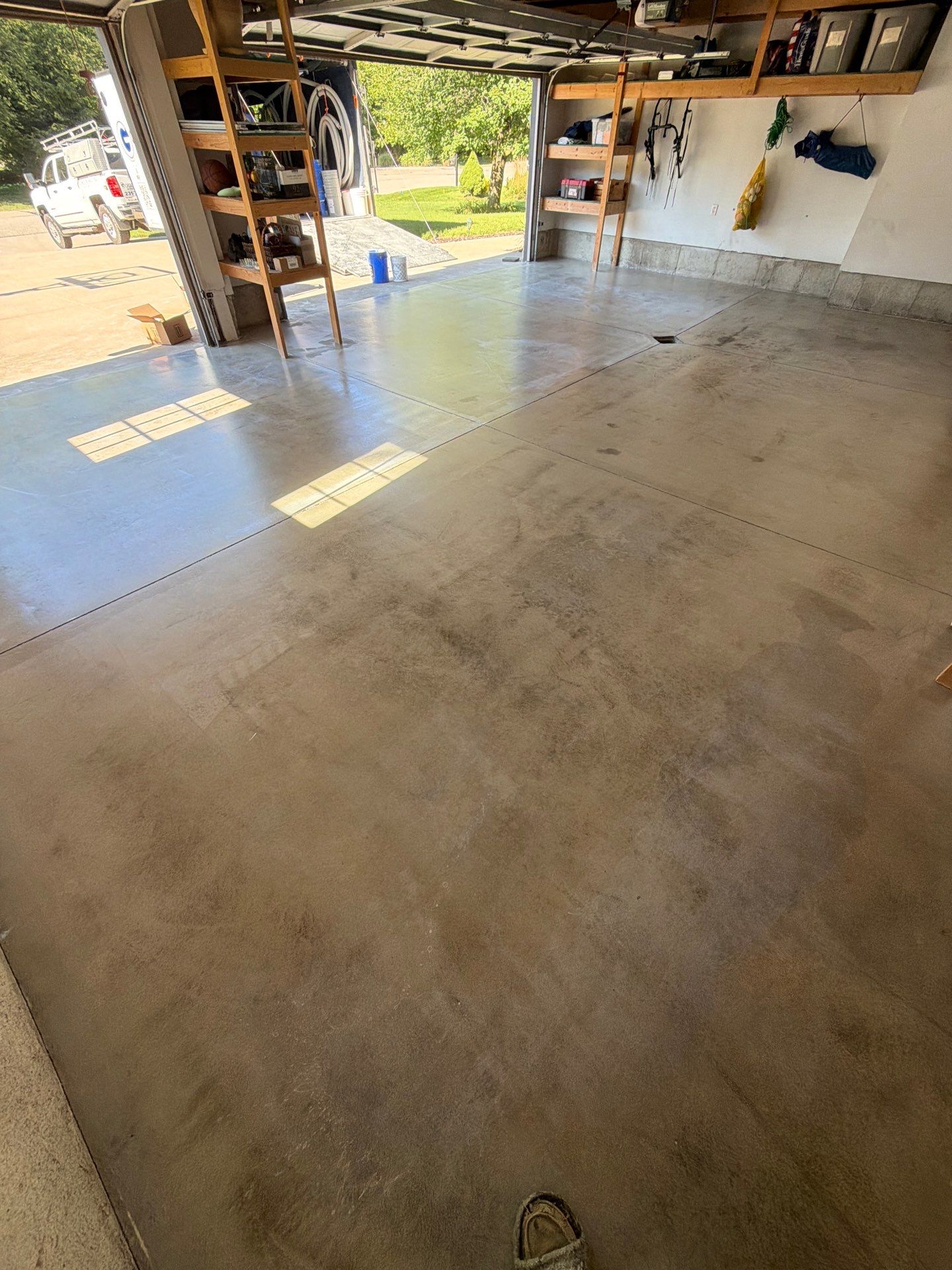 Custom Tidal Wave Epoxy Flake Floor Installation in Norton Shores. by Gordon Painting