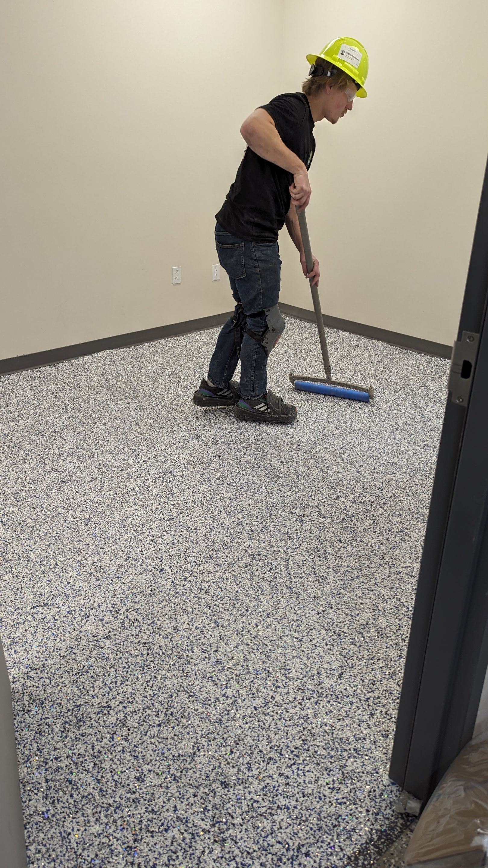 Commercial Floor Transformation using Aurora Accent W/Hypnotic Blue by Croc Coatings, LLC