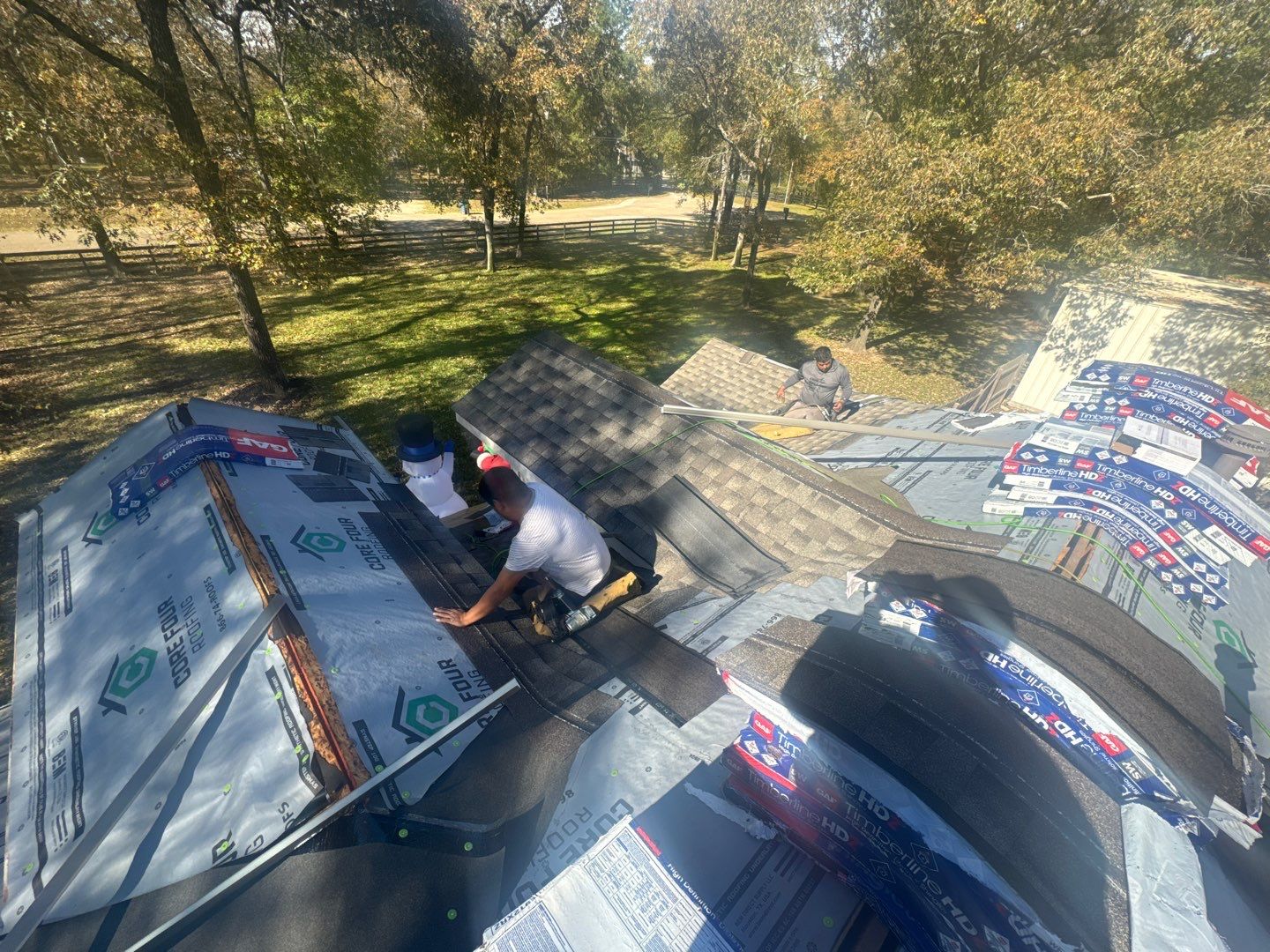 Residential Roofing Installation using GAF Timberline HDZ in Montgomery by Core Four Roofing