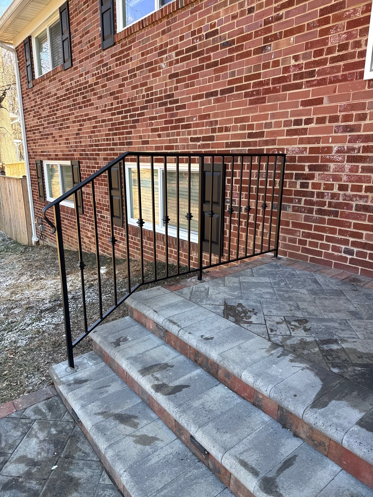 Custom Exterior Iron Railing with Ornamental Detail by Capitol Iron Works