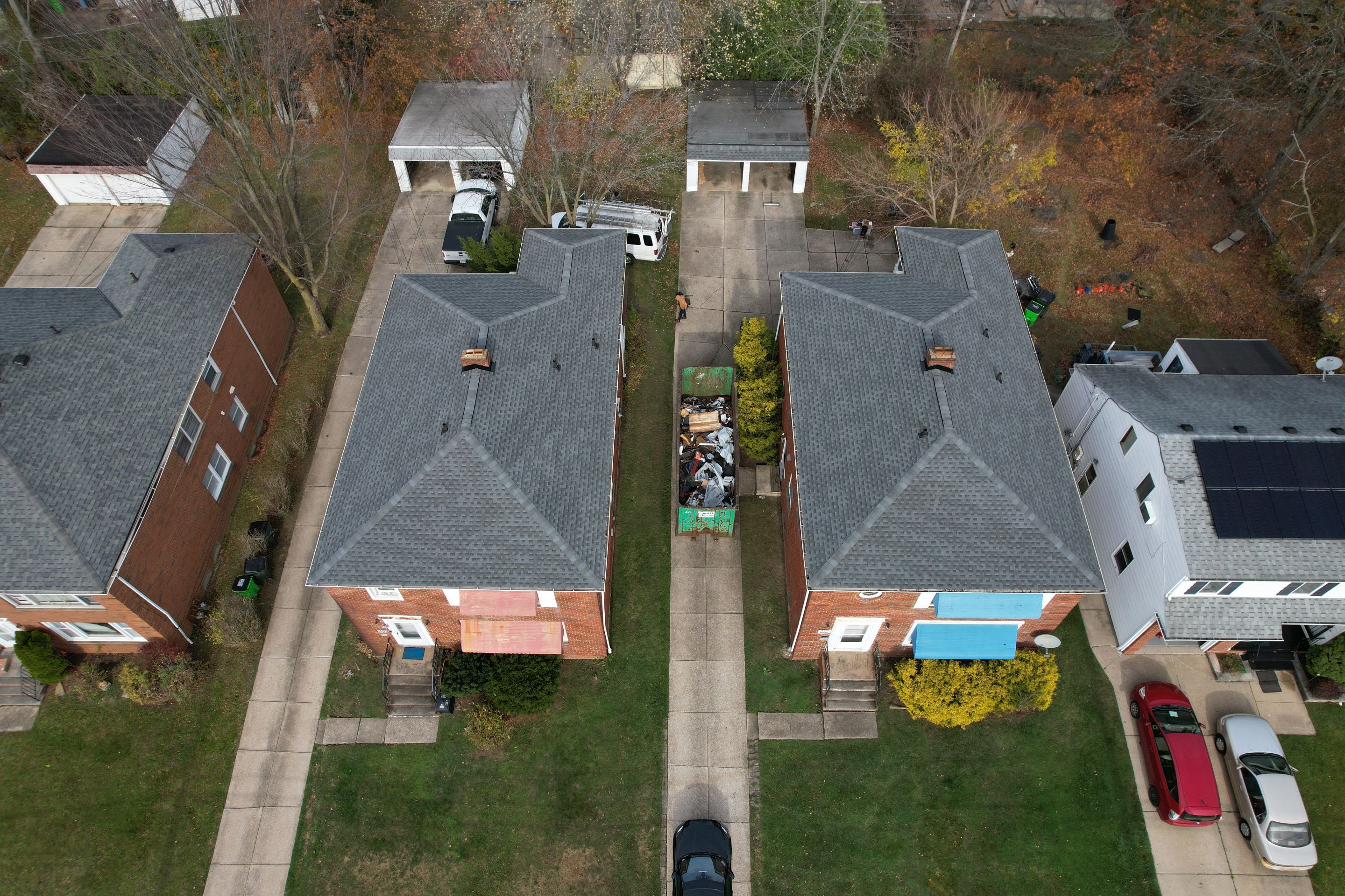 Twin South Euclid Duplex's - GAF Timberline HDZ Pewter Gray Roof Replacement by Atlas Roofing & Restoration