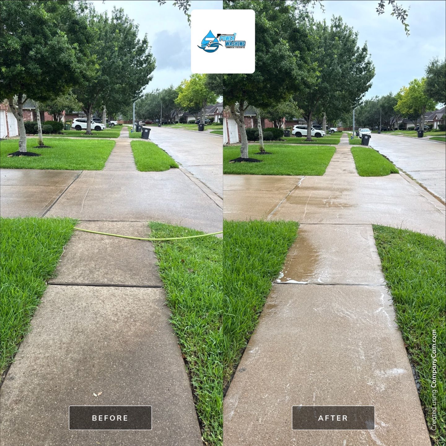 Residential Concrete Driveway and Sidewalk Pressure Washing in Pearland by Zeal Power Washing
