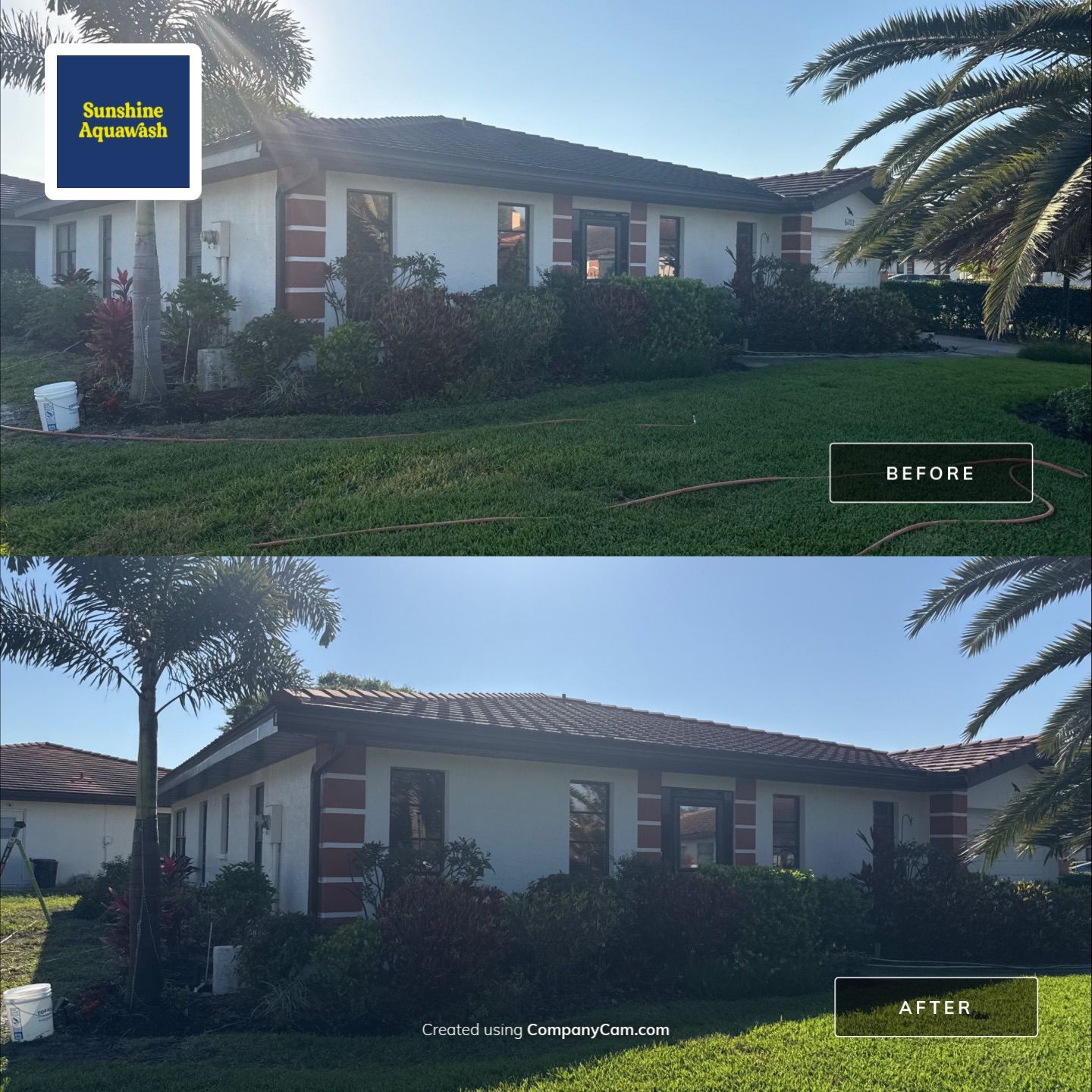 Tile Roof Cleaning – Vivenda at Bradenton I (5-Star Review & Plant Protection) by Sunshine AquaWash