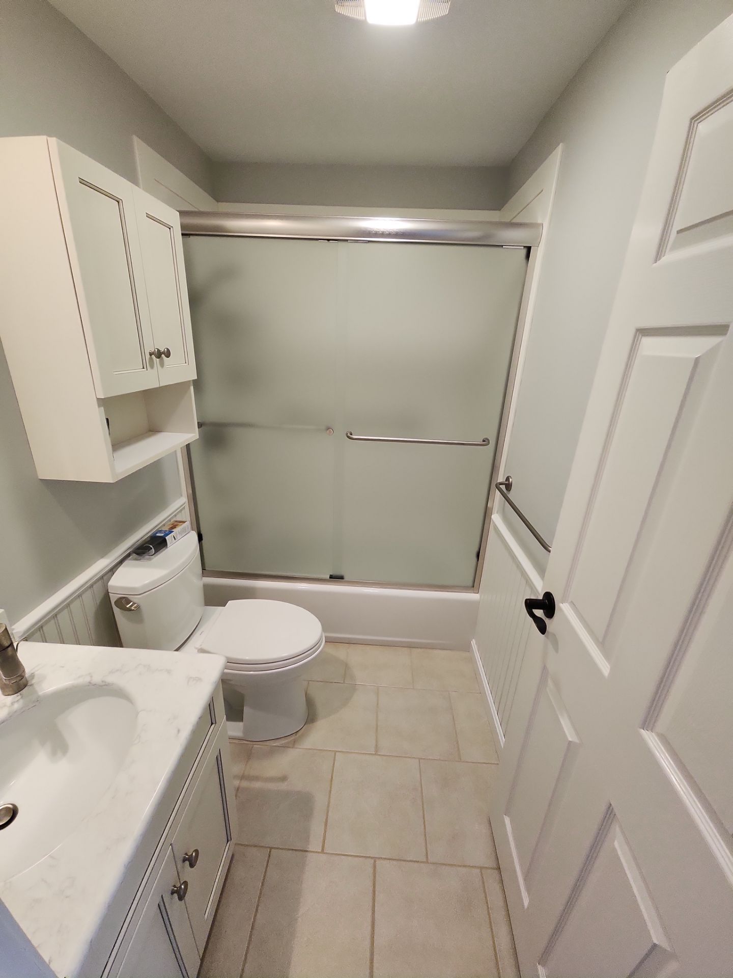 Semi-Frameless Sliding Shower Doors on Tub Base by Cheshire Glass Company