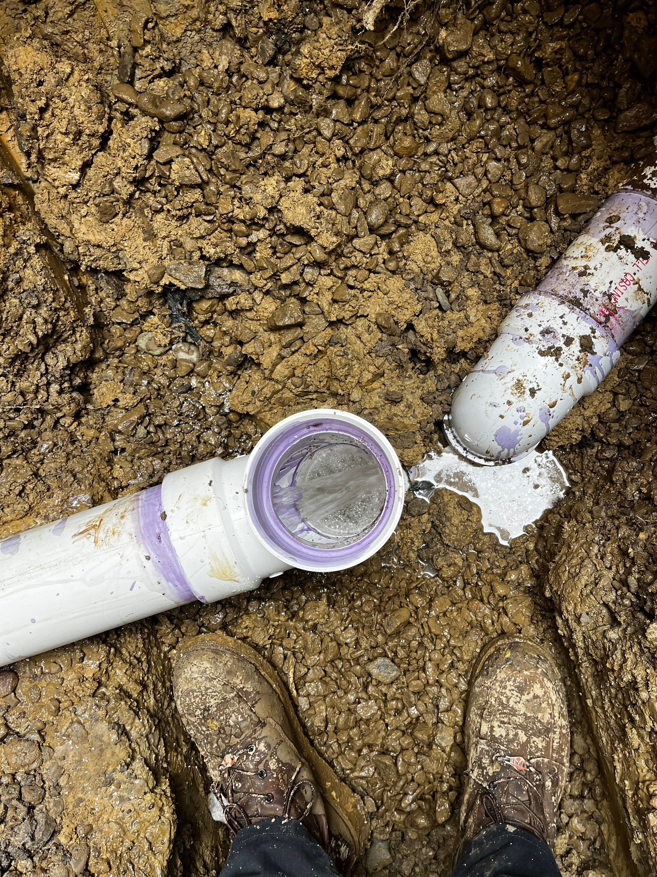 House Trap Replacement and new cleanout using 4" pvc by Sureway Comfort John Wilcox Plumbing Heating Cooling
