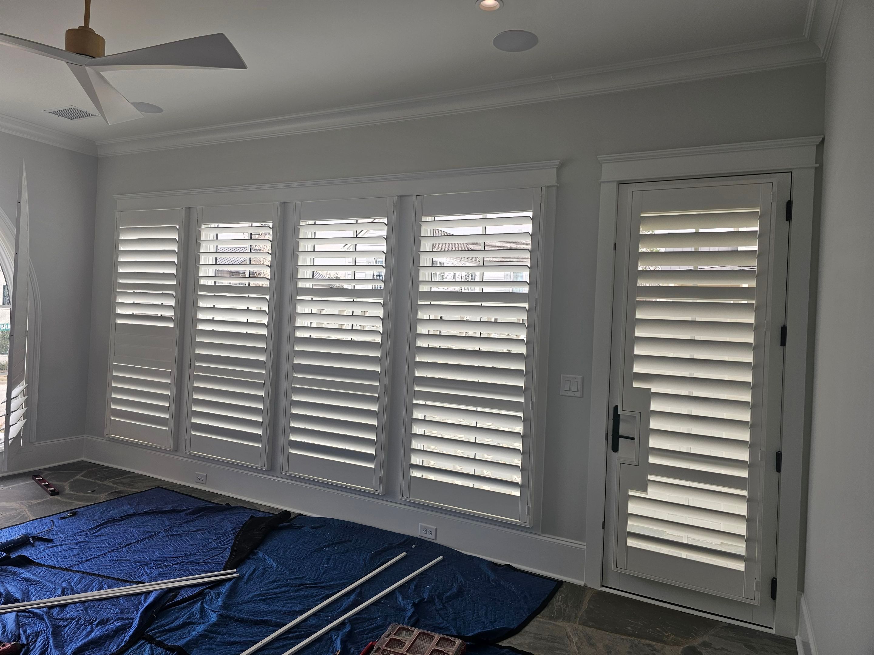 Shutters in new construction Greenville, SC by Southern Traditions Window Fashions