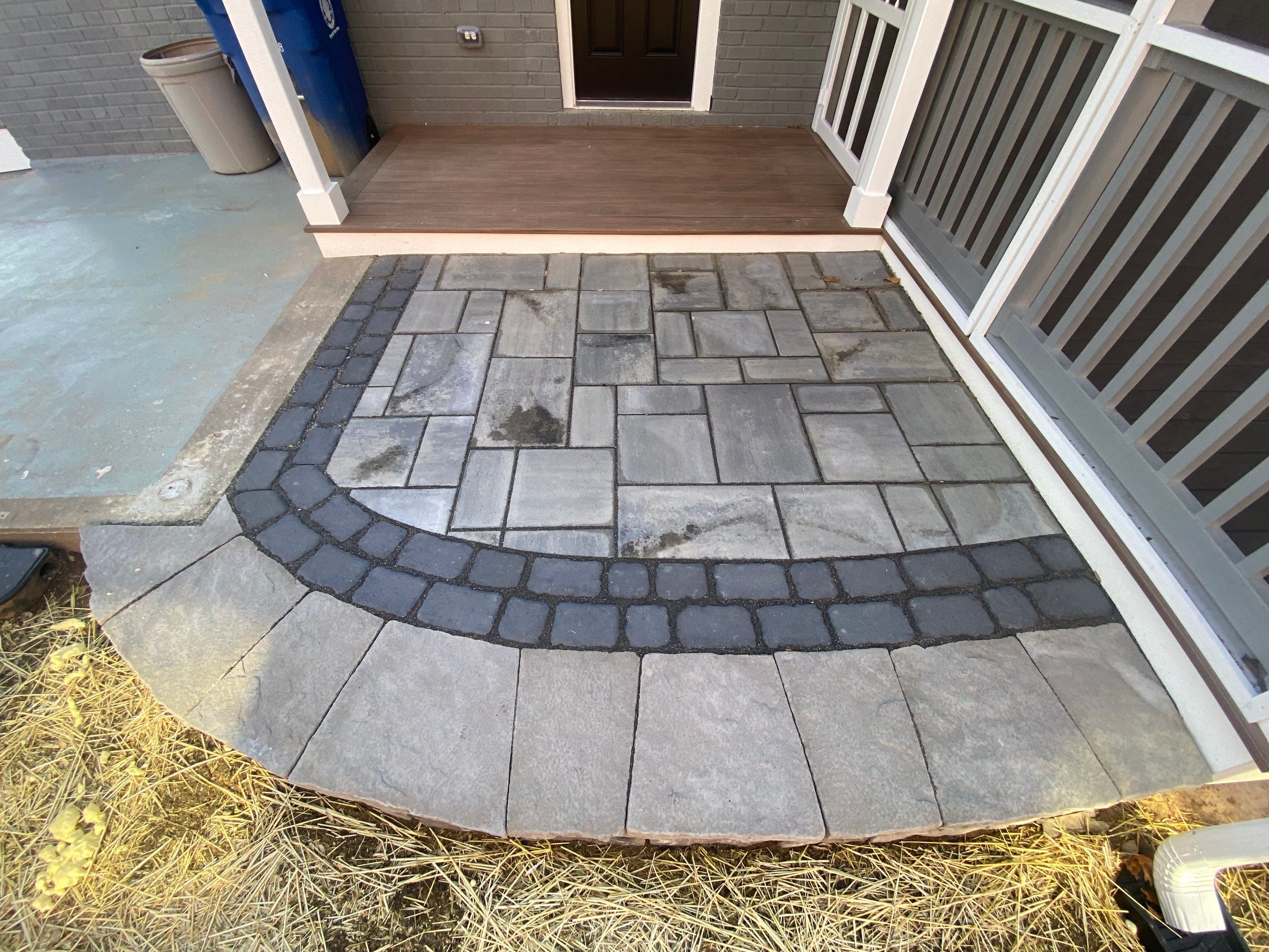 Retaining wall, walkway, small patio and landscape install by The Smet Companies, LLC