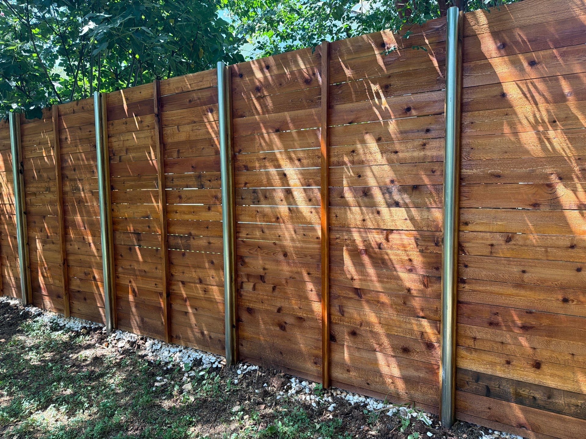 Custom Horizontal Cedar Privacy Fence and Gate Installation in Austin by Rhino Home Care