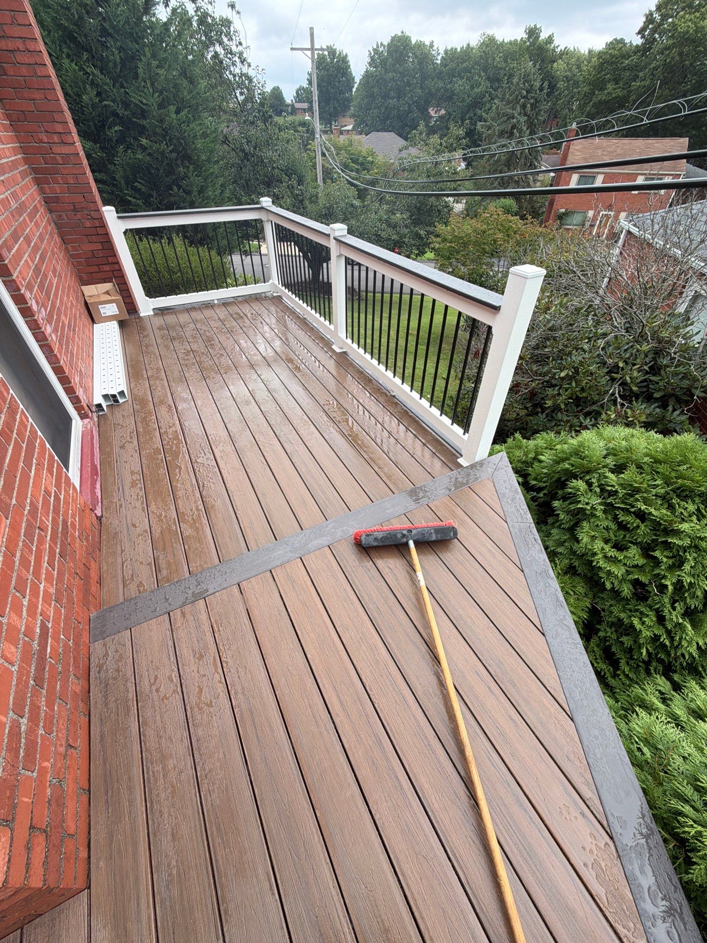2 tone Composite Re-Deck with Vinyl Railings in Pittsburgh by Cousins Roofing Siding & Decks