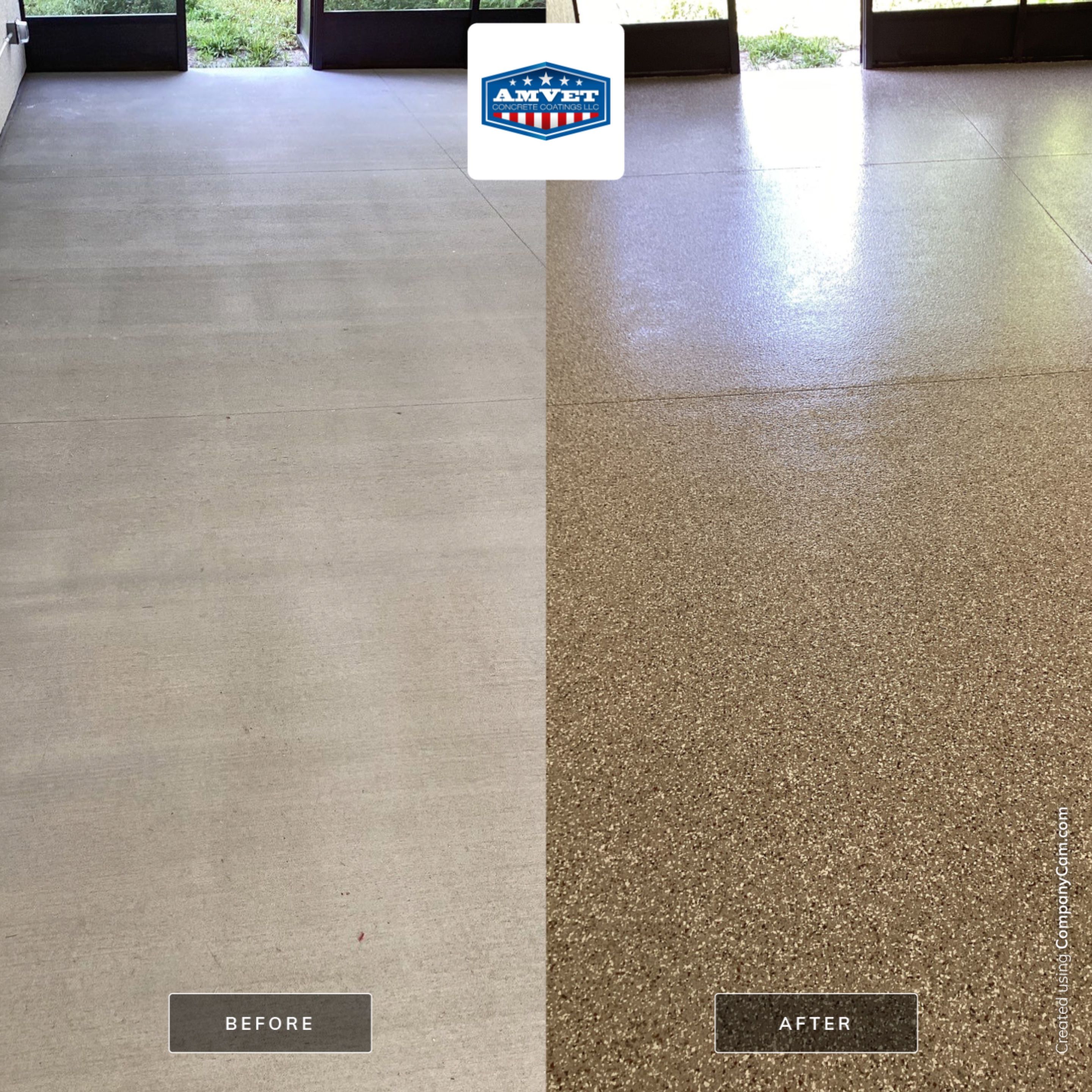 Patio using Pebble Beach by Amvet concrete coatings llc