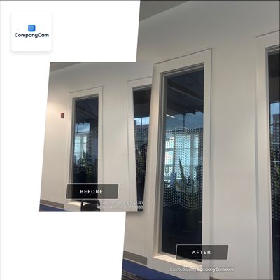 Commercial Office Interior Upgrades with Privacy Film and TV Mounting