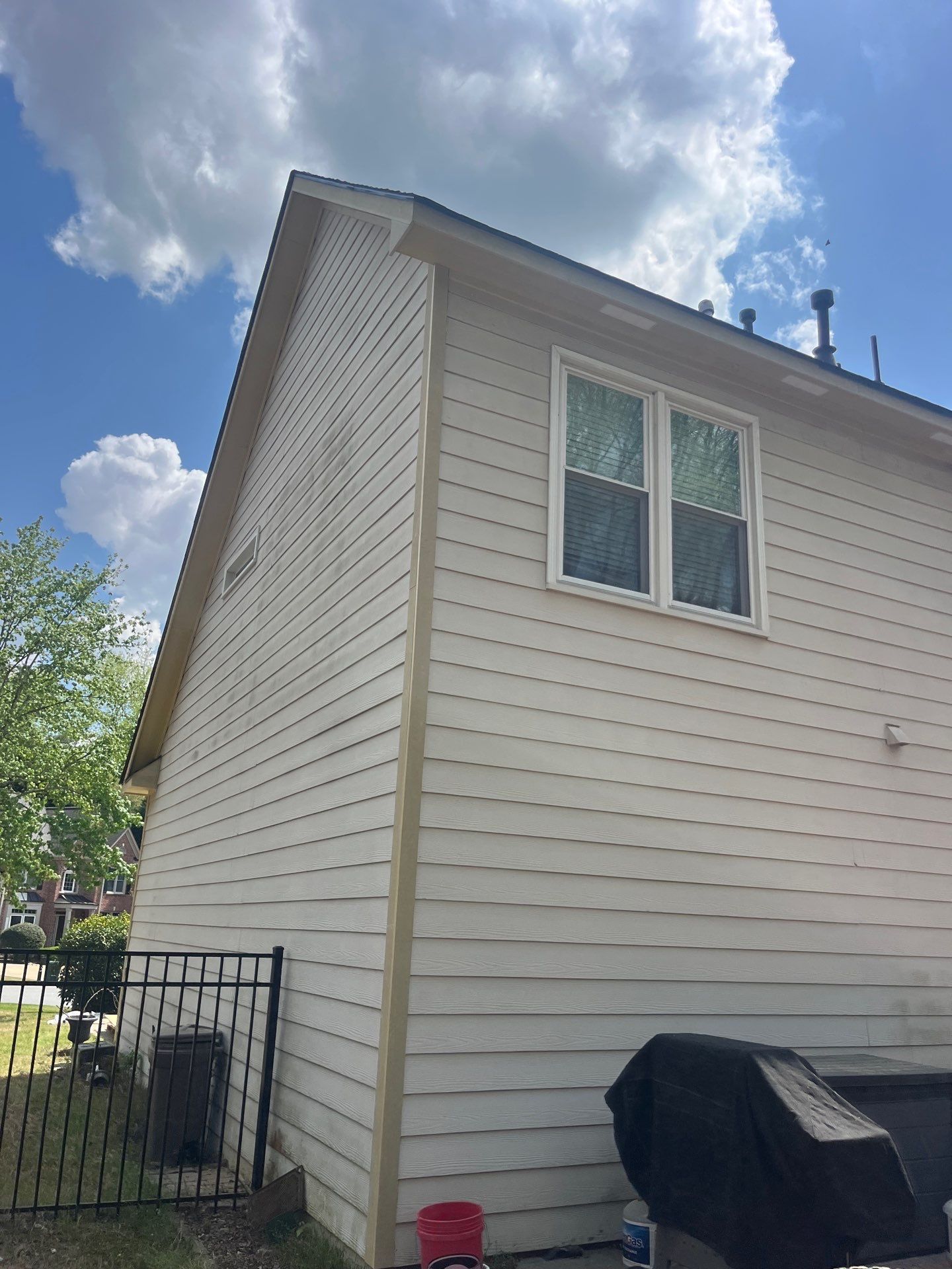 Marietta, GA Chimney Siding, Fascia, and Soffit Replacement using James Hardie Lap Siding, Hardie Trim, and Hardie Panel by Nelson Exteriors 