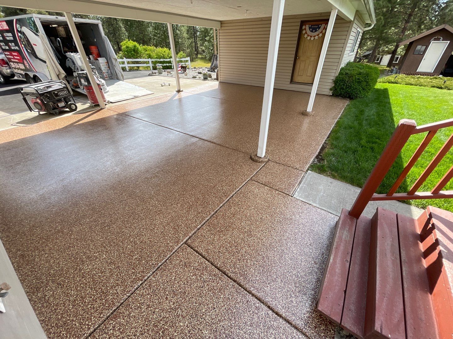 Patio Transformation using Chestnut by Croc Coatings, LLC