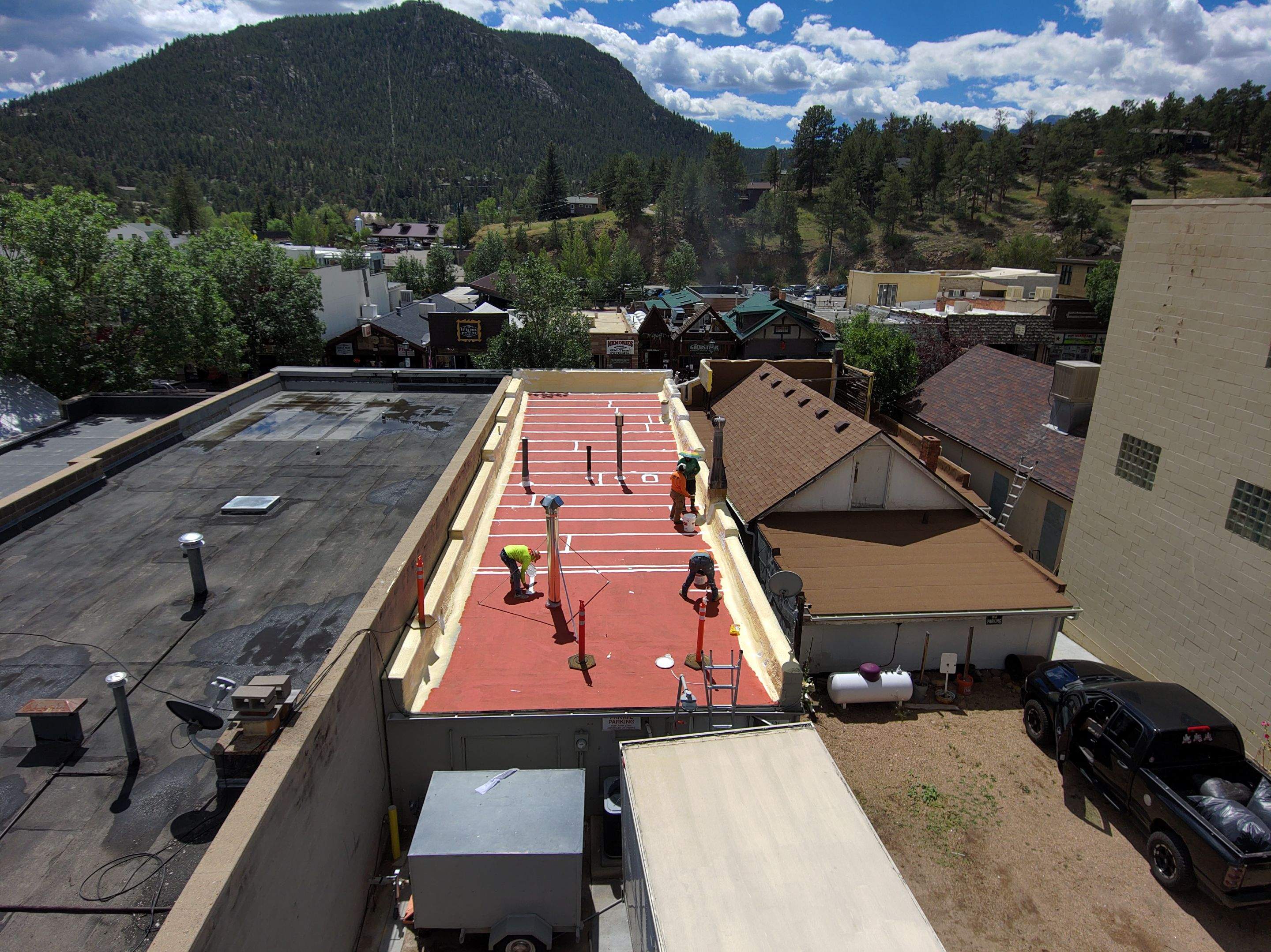 Estes Park "The Taffy Shop" Before & After Gaco Coating by Blue Peaks Roofing LLC