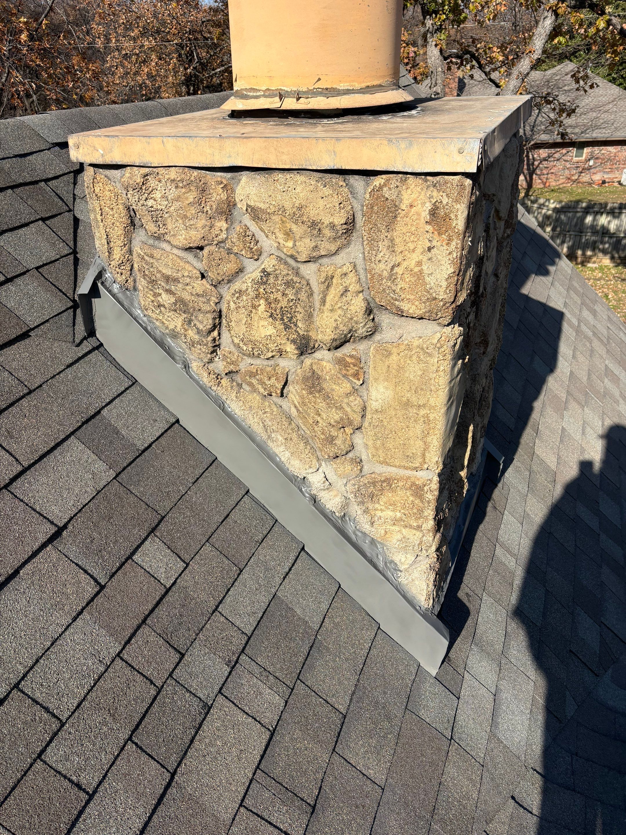Chimney Reflash and Structural Valley Repair - Hidden Rot Discovery - Edmond, OK by 5Coat Roofing & Construction