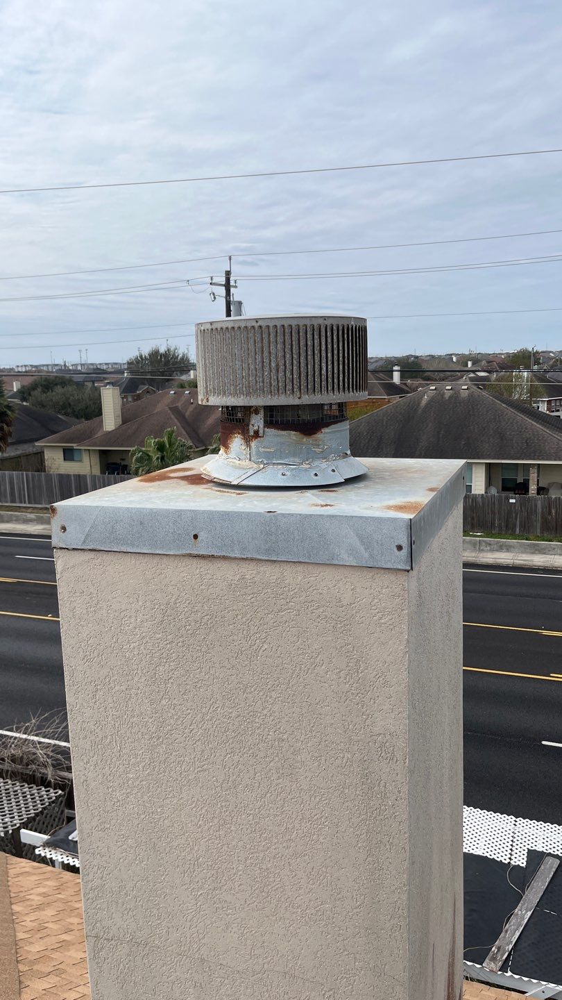 Residential Roofing Repair using Galvanized Chimney Cap & Chase by Lighthouse Roofing