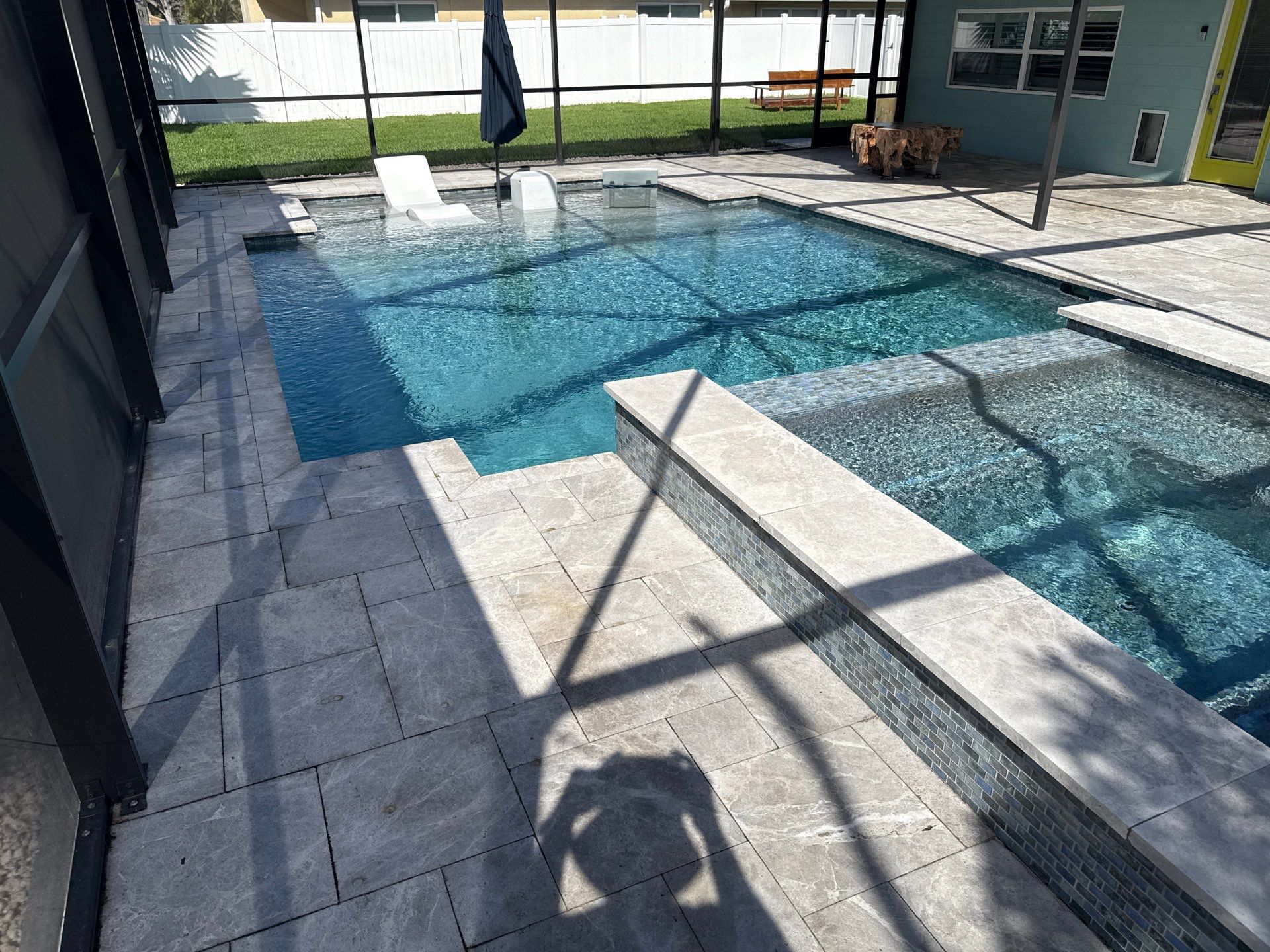 Travertine Pool Deck, Lanai & Screen Enclosure Cleaning Near Manatee River | Bradenton, FL by Sunshine AquaWash