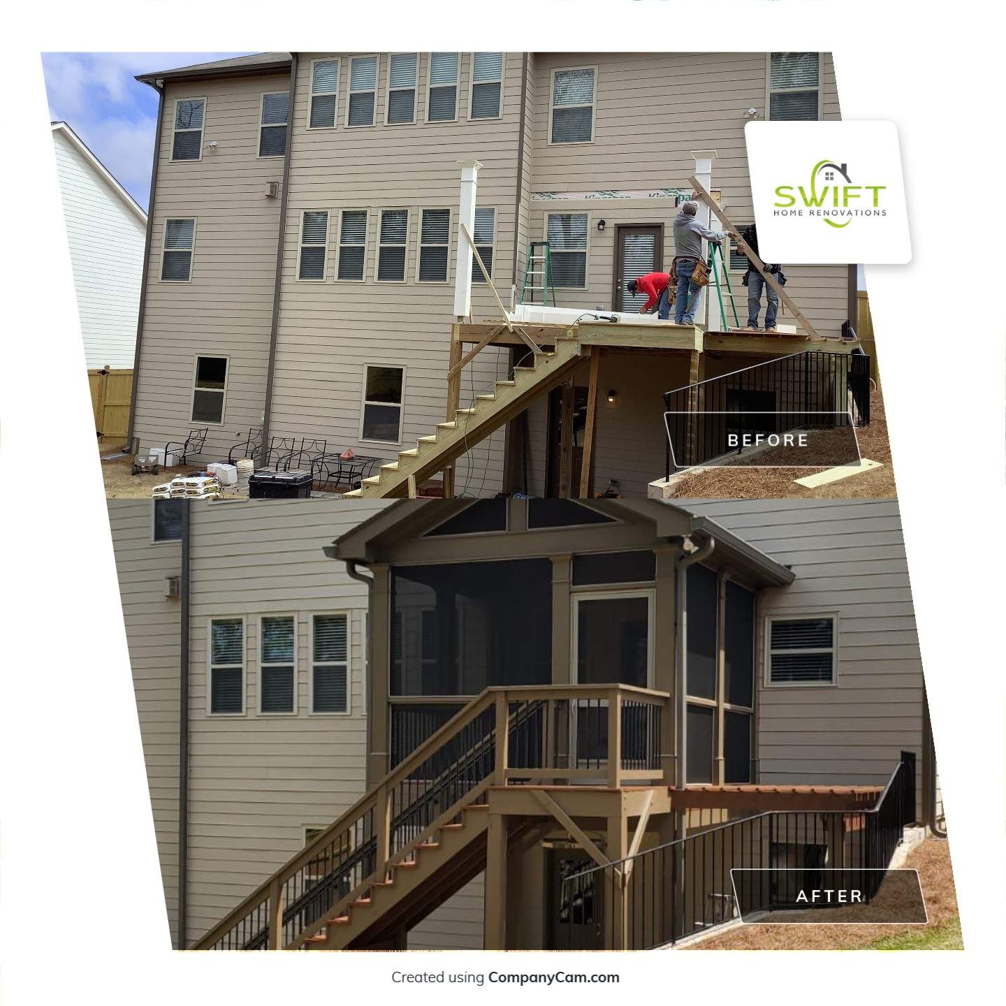 Elevated Screened-In Porch and Custom Deck Installation in Canton by Swift Home Renovations