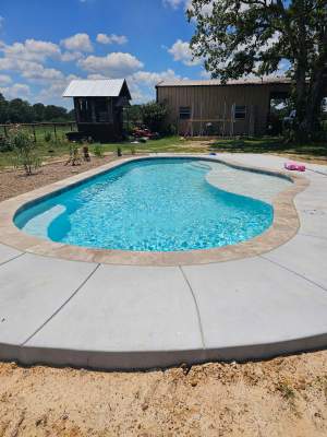 Freeform Pool with Sun Ledge on Rural Lot