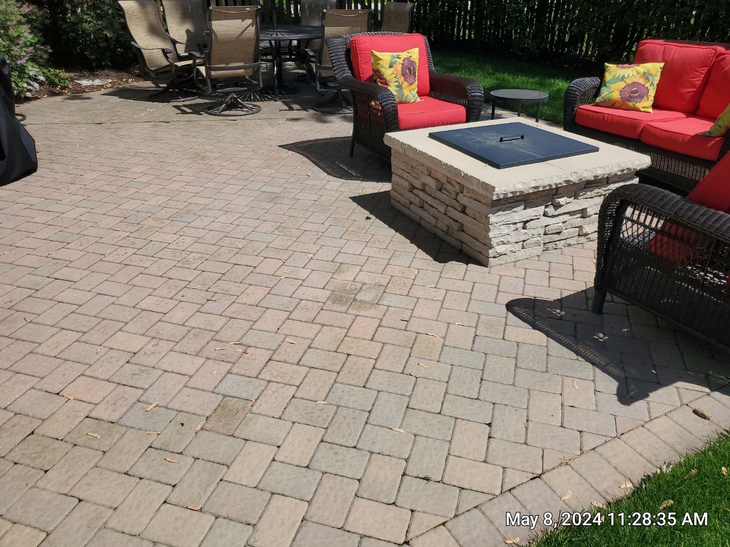 Brick paver clean, sand and seal.  using Surestrip sealant stripper by Northern Power Washing LLC.