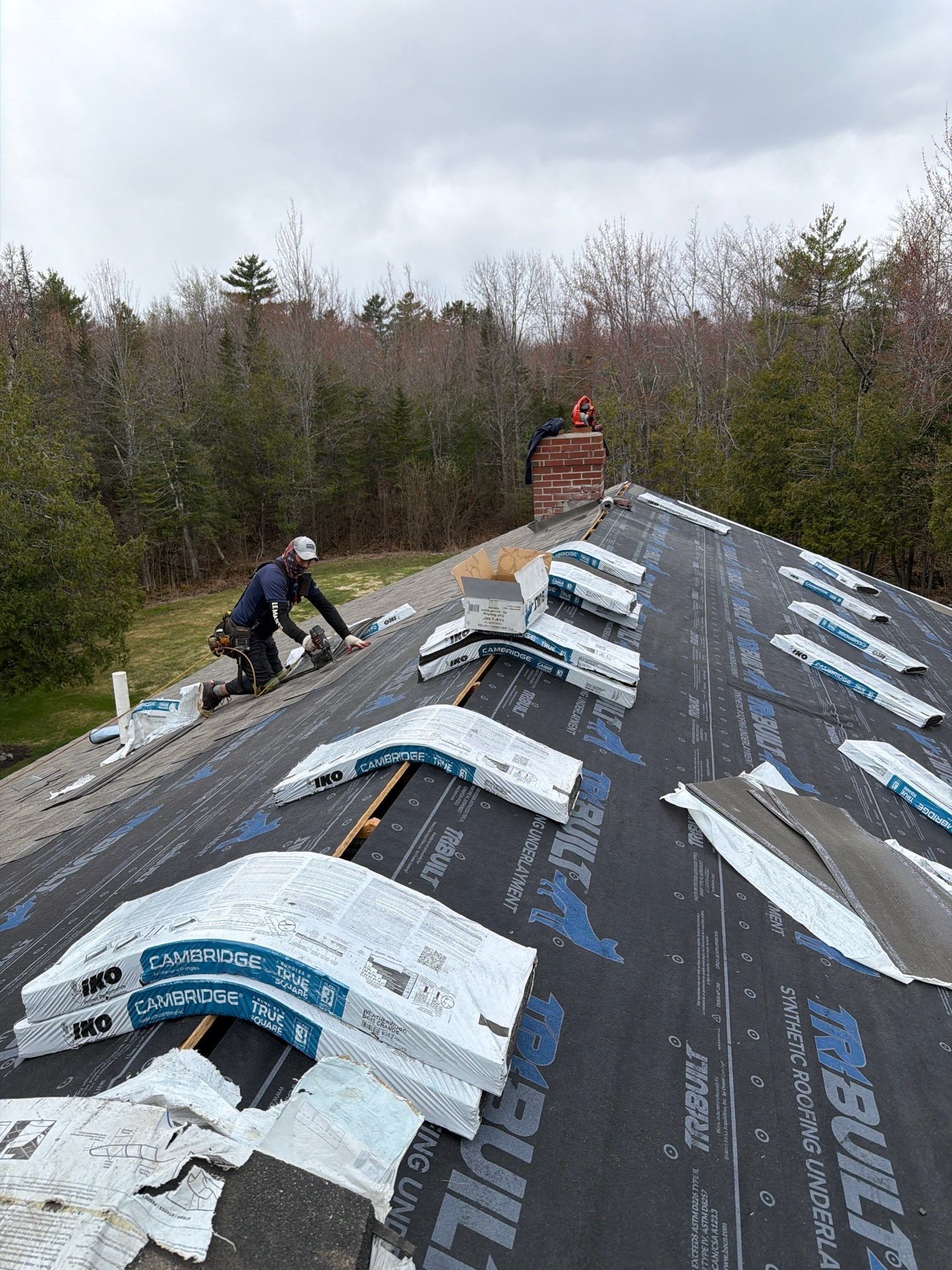Asphalt Roof Replacement with IKO Cambridge Shingles in Fairfield, ME by Tall pine roofing
