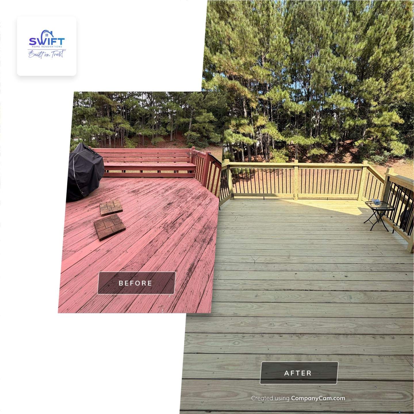 Elevated Pressure-Treated Deck and Staircase Rebuild in Douglasville by Swift Home Renovations