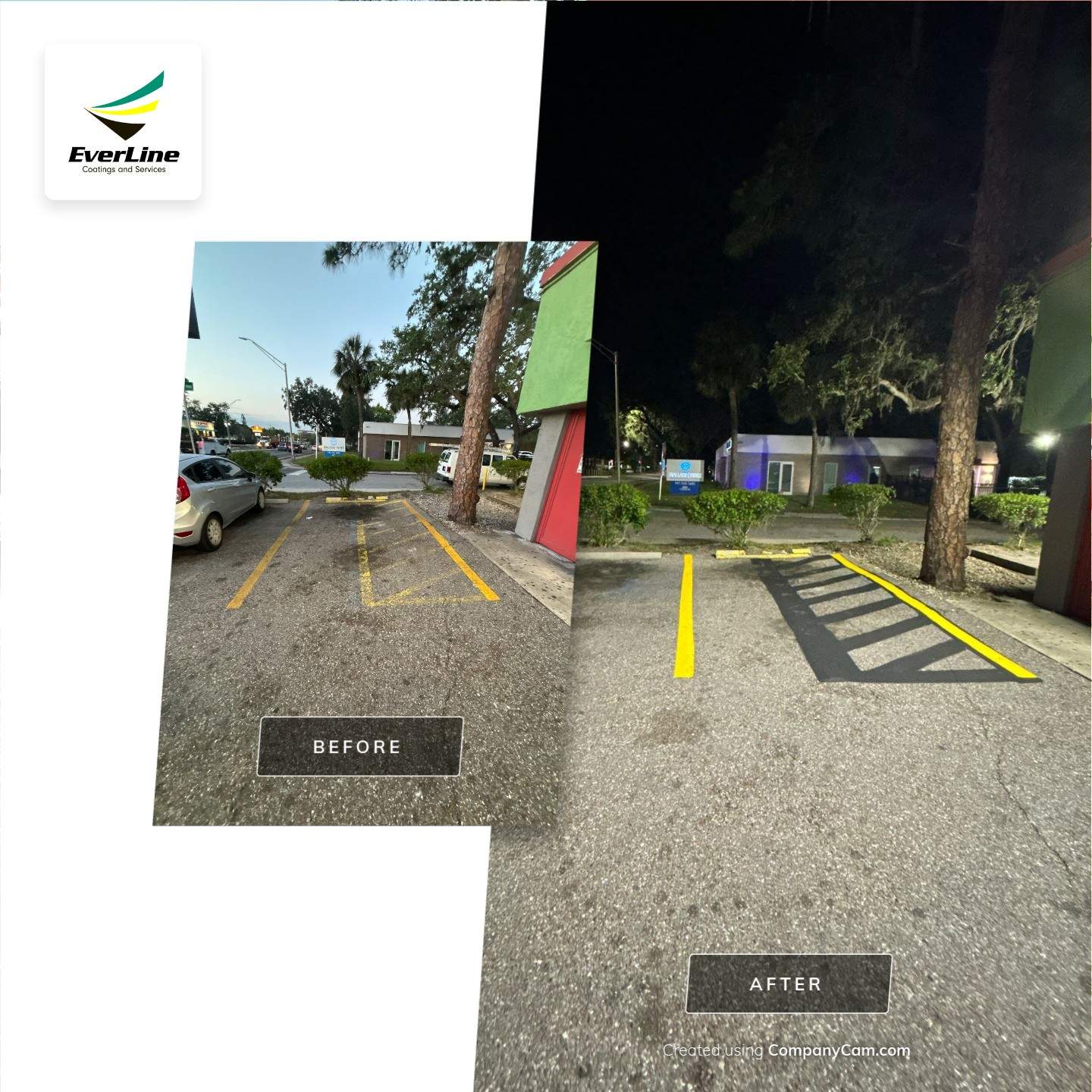 Bollard Installation, Line Striping, & Parking Block Installation at La Primavera Supermarket  by Everline Coatings & Services - Southwest FL