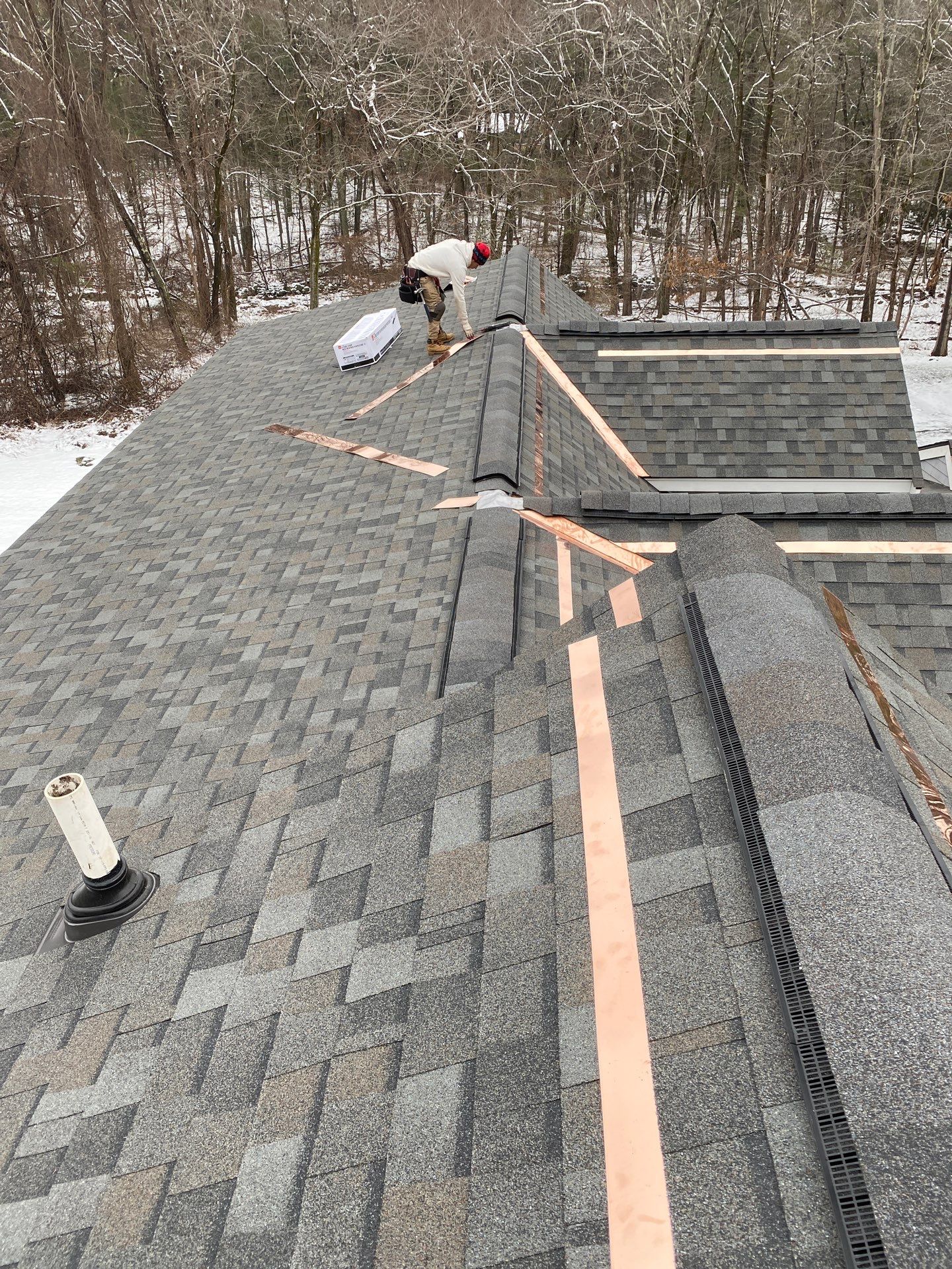 Carlisle Roofing Installation using Owens Corning Shingles and Copper by Mighty Dog Roofing of Greater Middlesex County