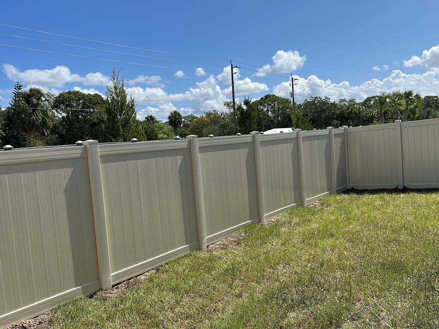 Vinyl Fence Installation using Tan Vinyl Privacy Fence by Asap fence and gates, LLC