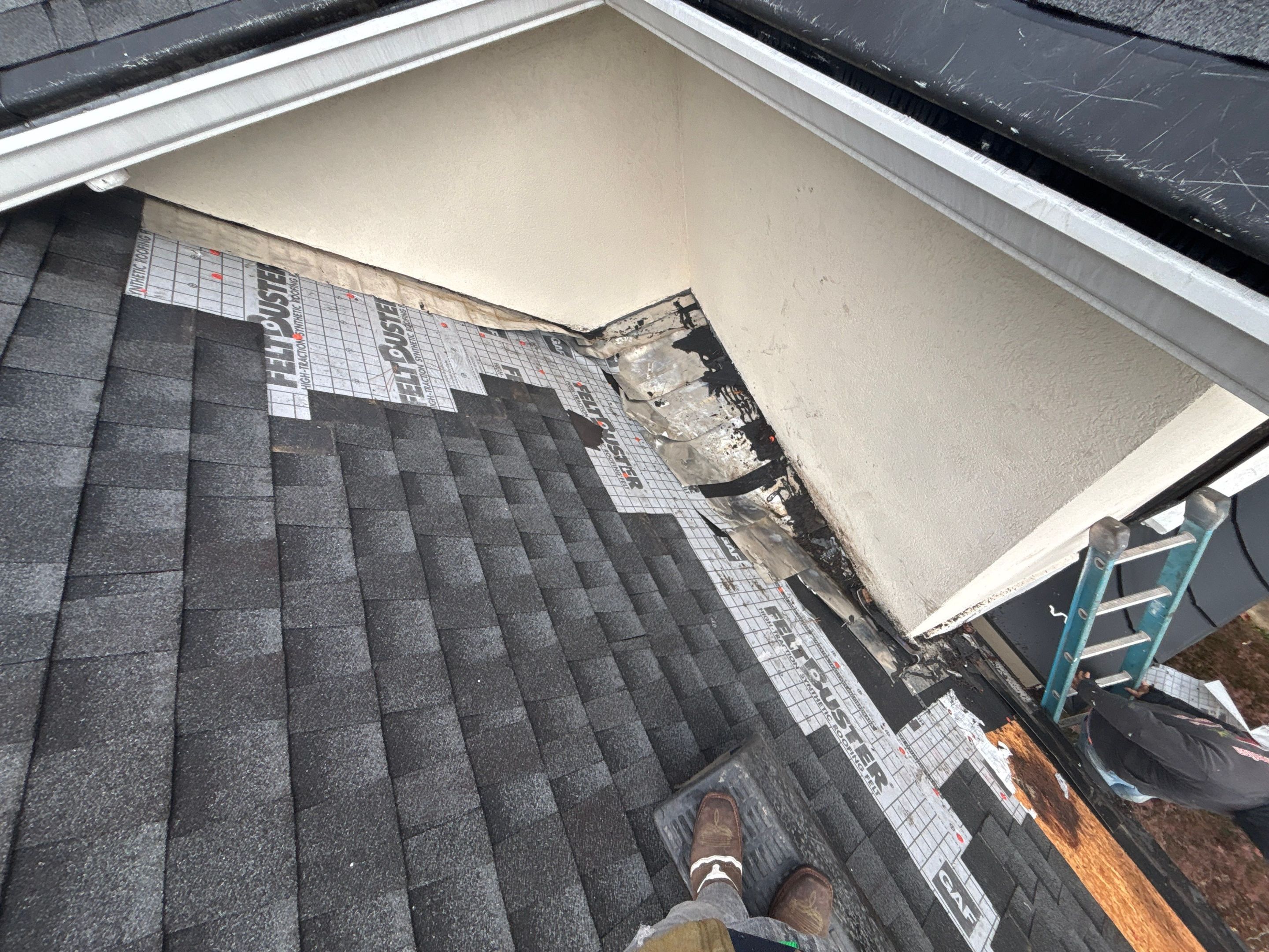 Wrong V valley section installed  by Deerfield Roofing LLC