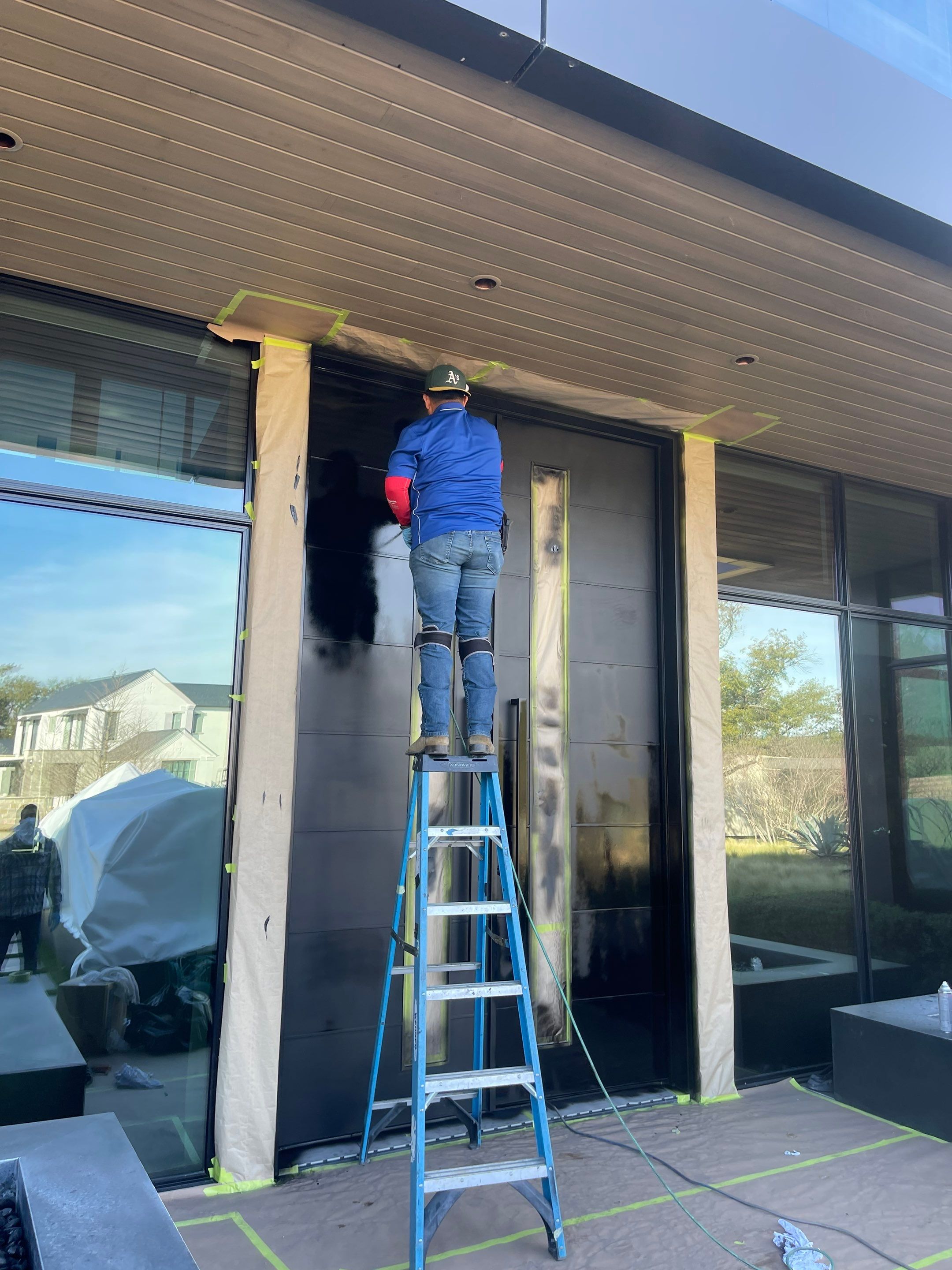 Modern Entry Door Installation and Custom Finishing in Dallas by Solara Custom Living