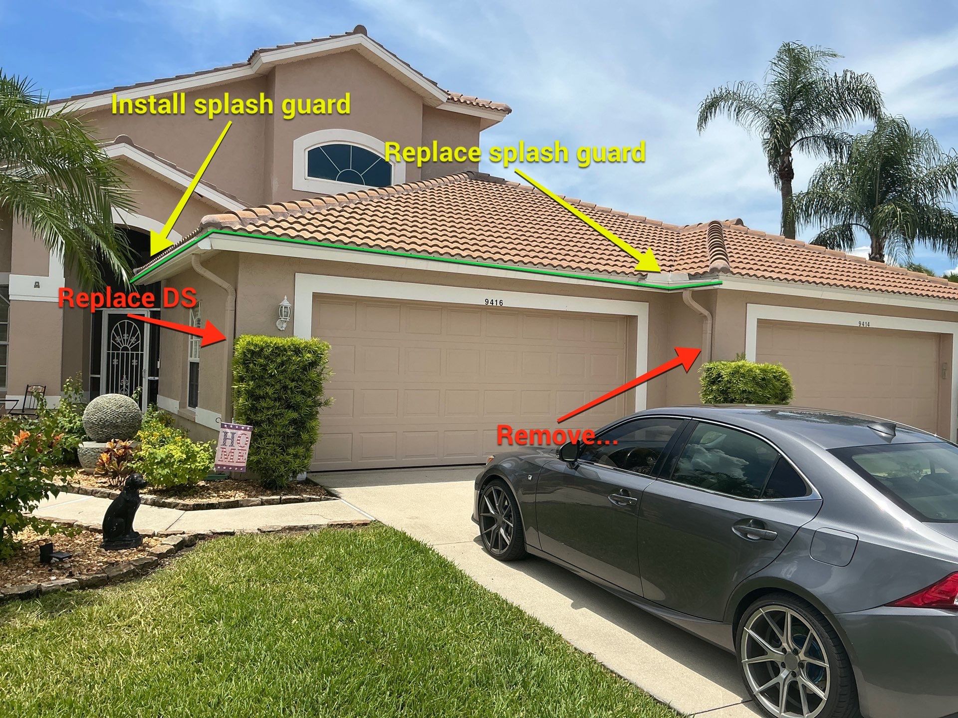 Replace White Seamless Gutters Installation in Sarasota FL by Gutter Professors