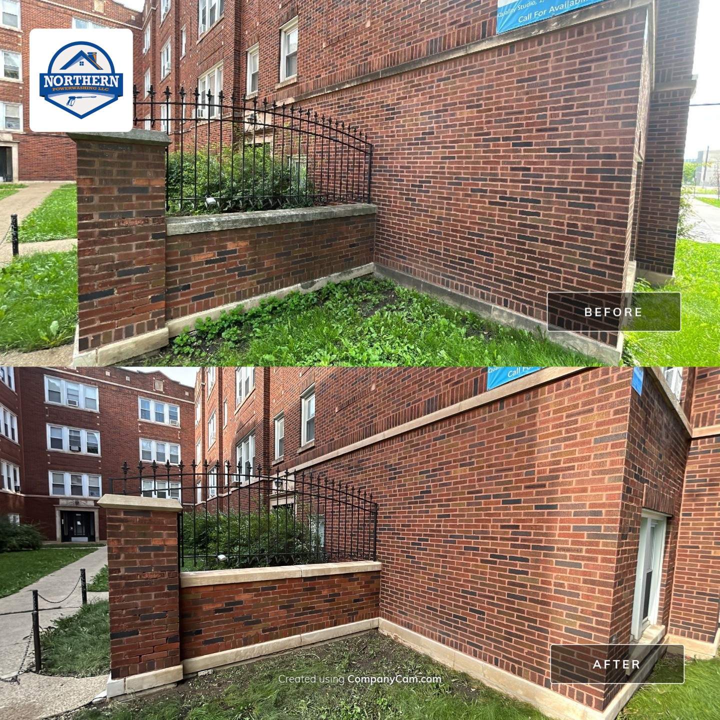 natural stone using Algaecide, soft wash soap by Northern Power Washing LLC.