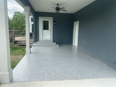 Dennis P. upgraded his garage and patio with a new flake floor