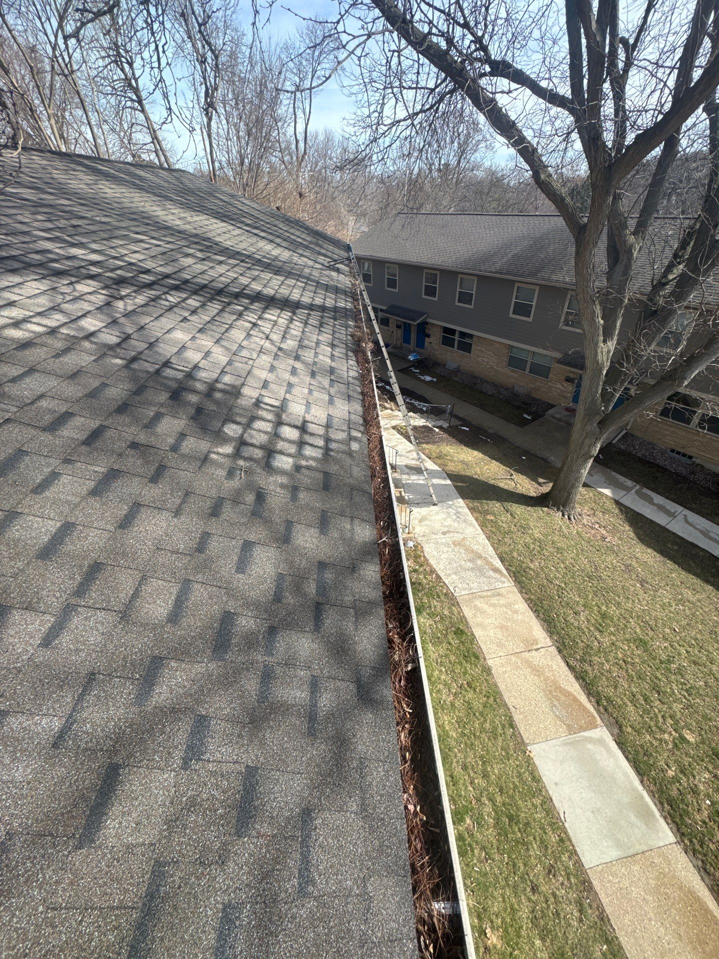 HOA gutter cleaning before photo.