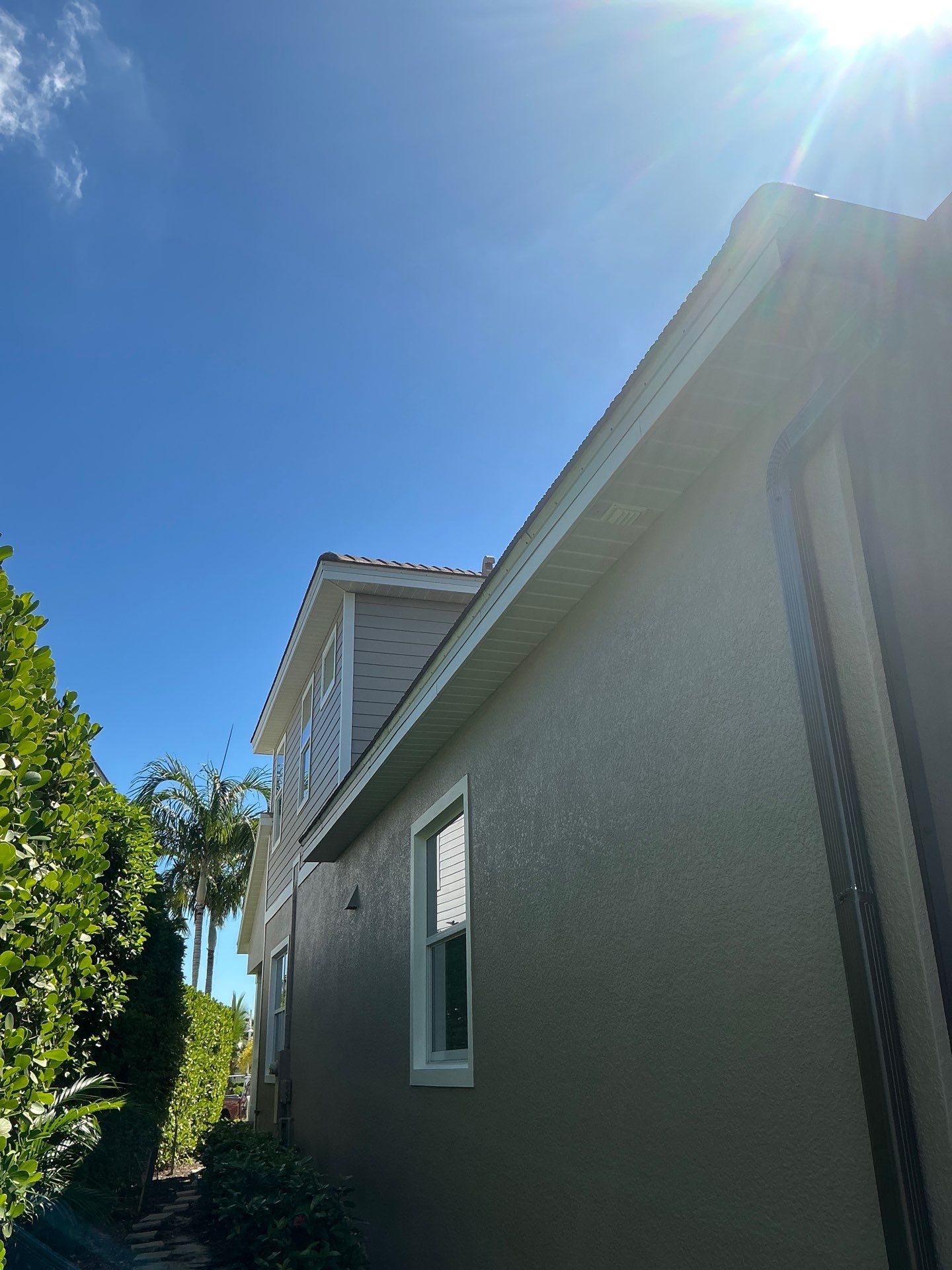 Bronze Downspouts & 7-Inch K-style Seamless Gutter Installation in Fort Myers FL by Gutter Professors