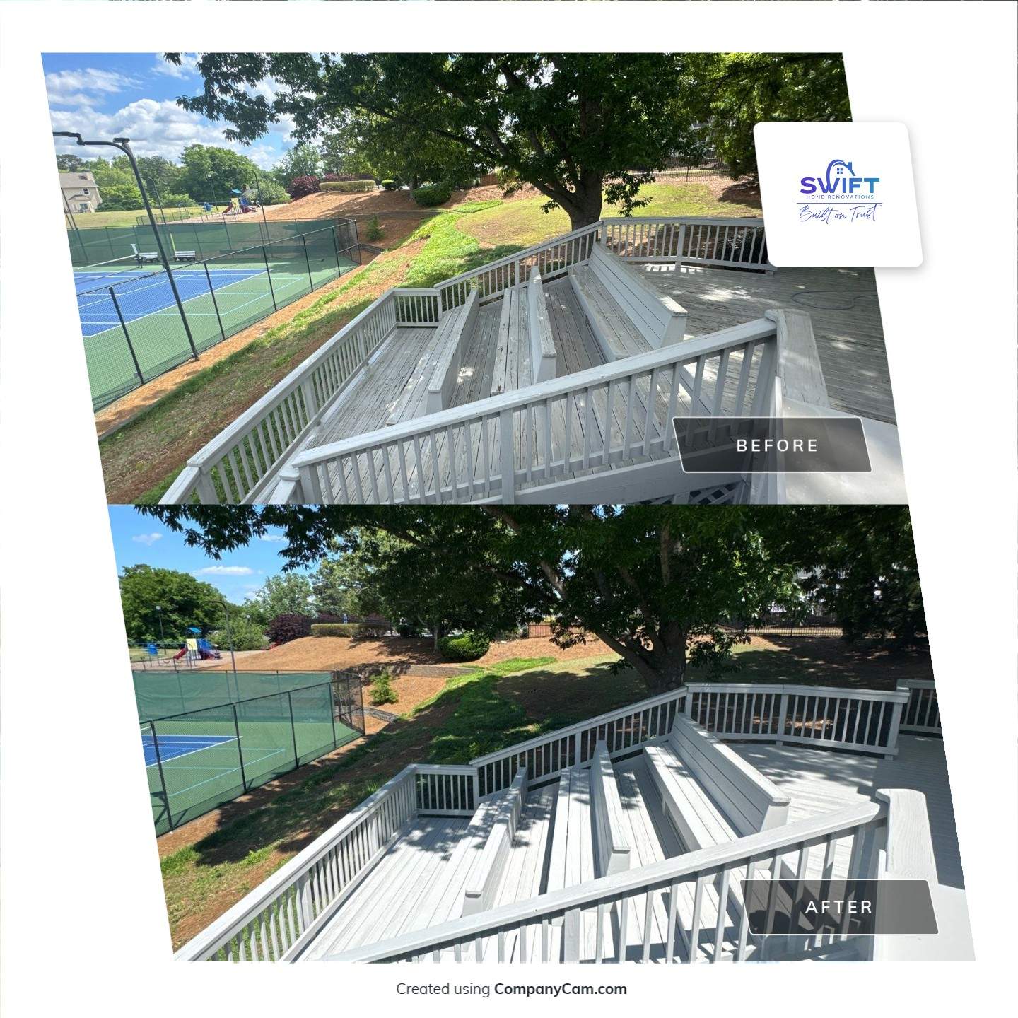 Exterior Deck and Pavilion Painting for Wexford Tennis Club in Roswell by Swift Home Renovations
