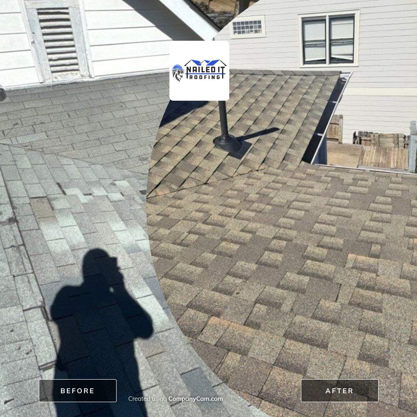 partial replacement w/ matching shingle by Nailed It Roofing & Remodeling LLC