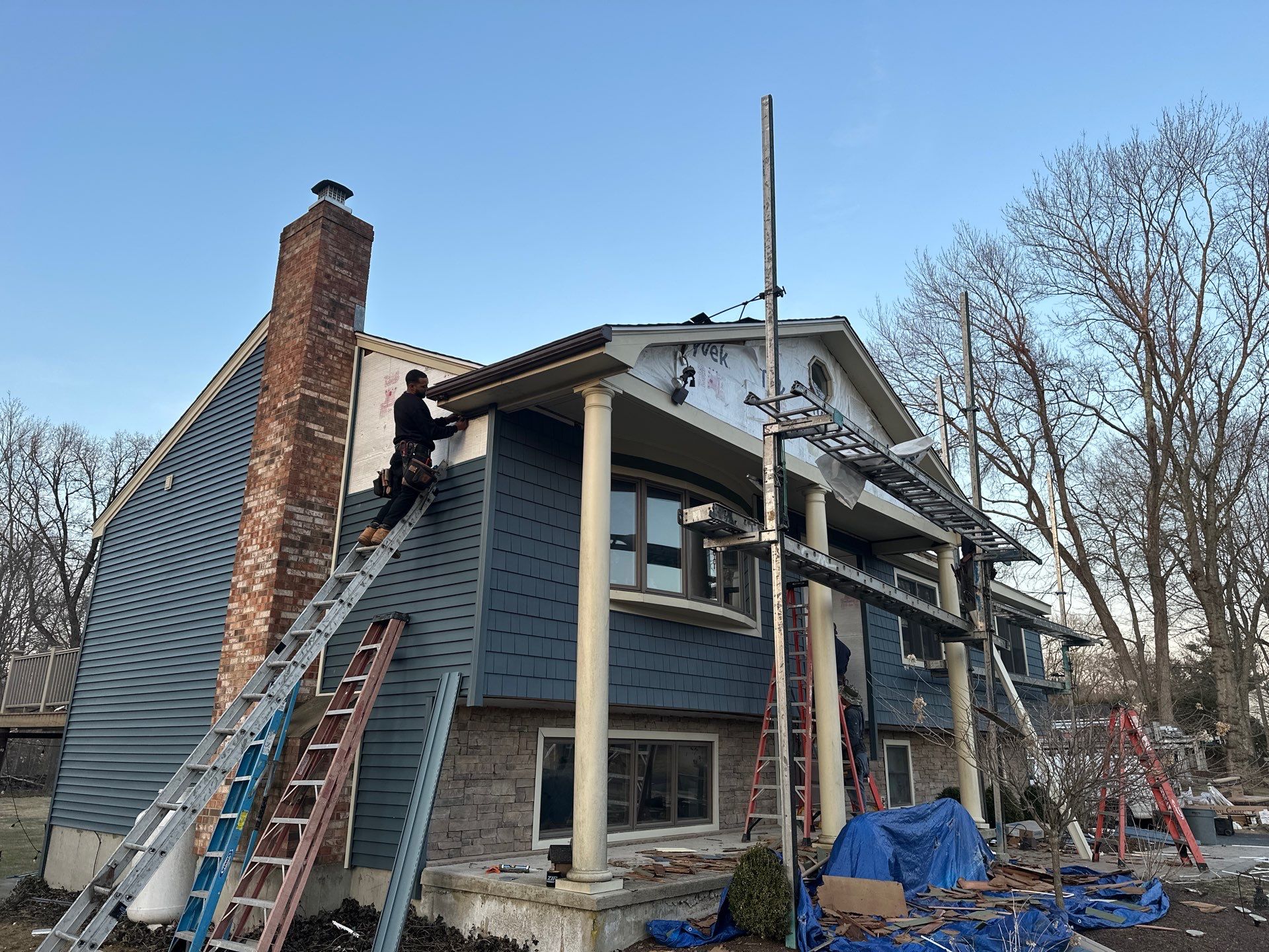Residential Roofing Installation using Owens Corning Duration Driftwood Siding Installation Using Cedar Impressions Pacific Blue by A Plus Exterior