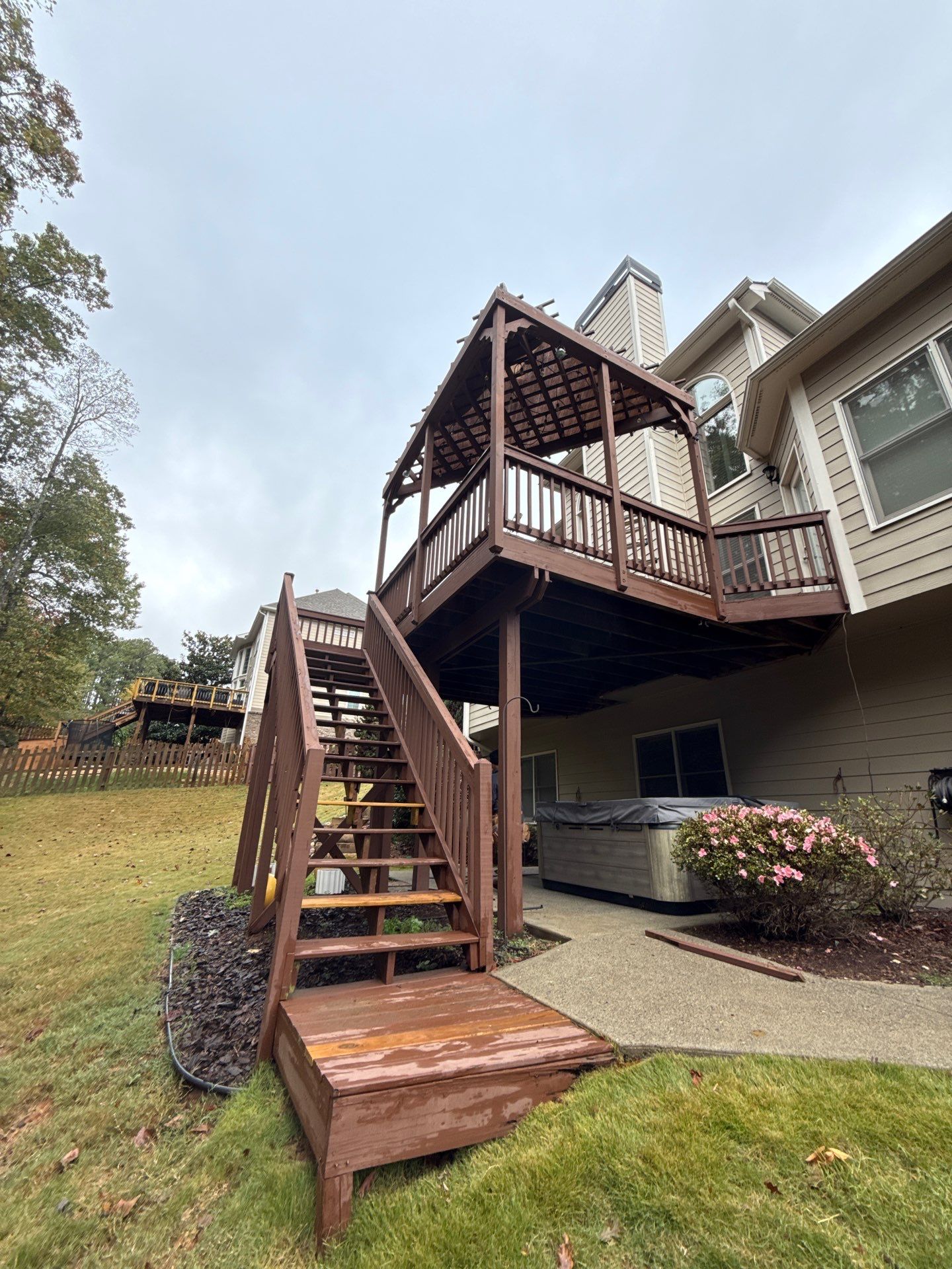 Multi-Level Deck Replacement With Custom Pergola In Woodstock by Swift Home Renovations 