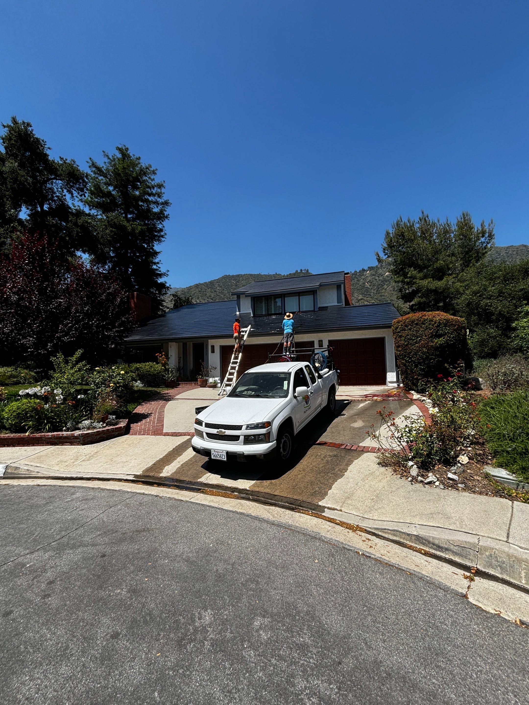 Tesla Roof Cleaning in Pasadena California by Palm Coast Solar Cleaning