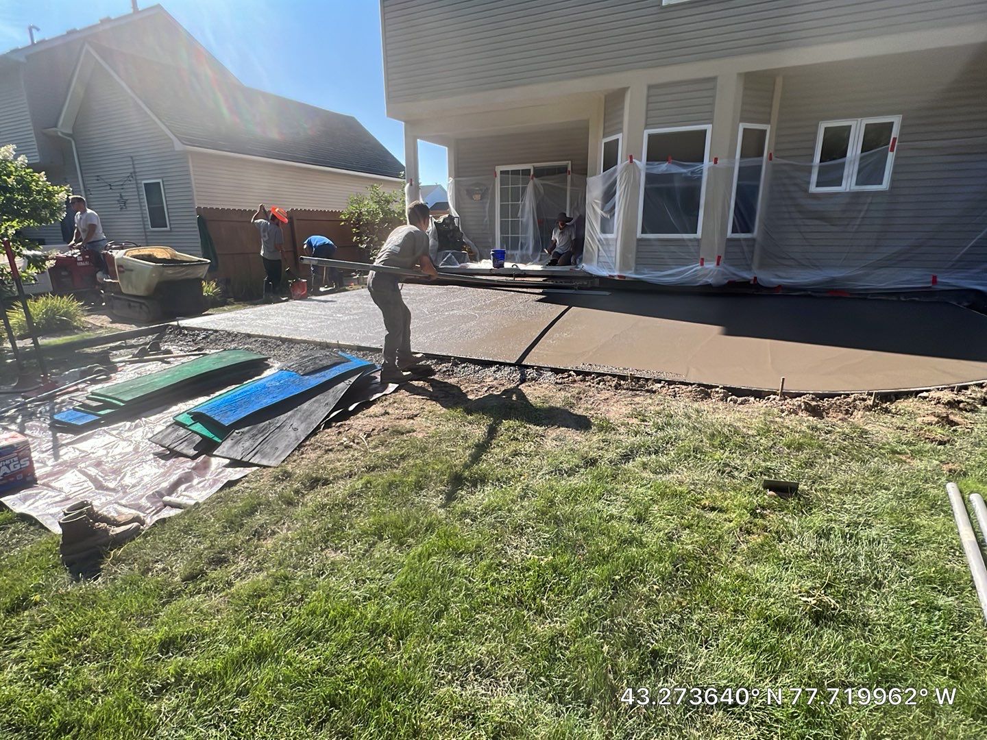 Wood Plank Stamped Concrete Patio  by NG Masonry & Construction LLC