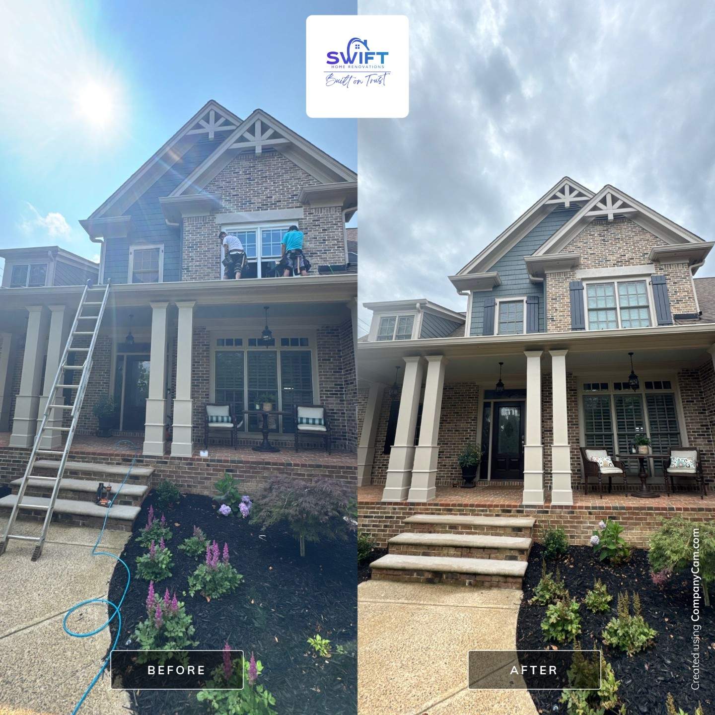 General Exterior Remodeling with Cedar Shakes and Custom Windows in Marietta by Swift Home Renovations
