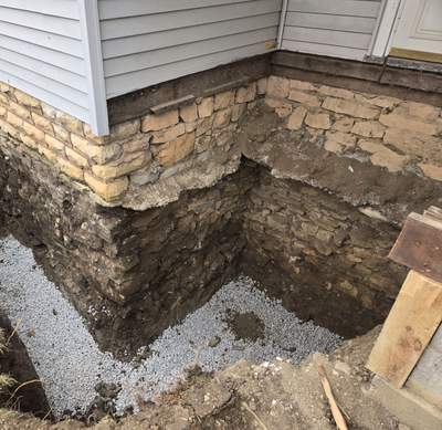 Full Limestone Foundation Restoration using sprayable geopolymer concrete