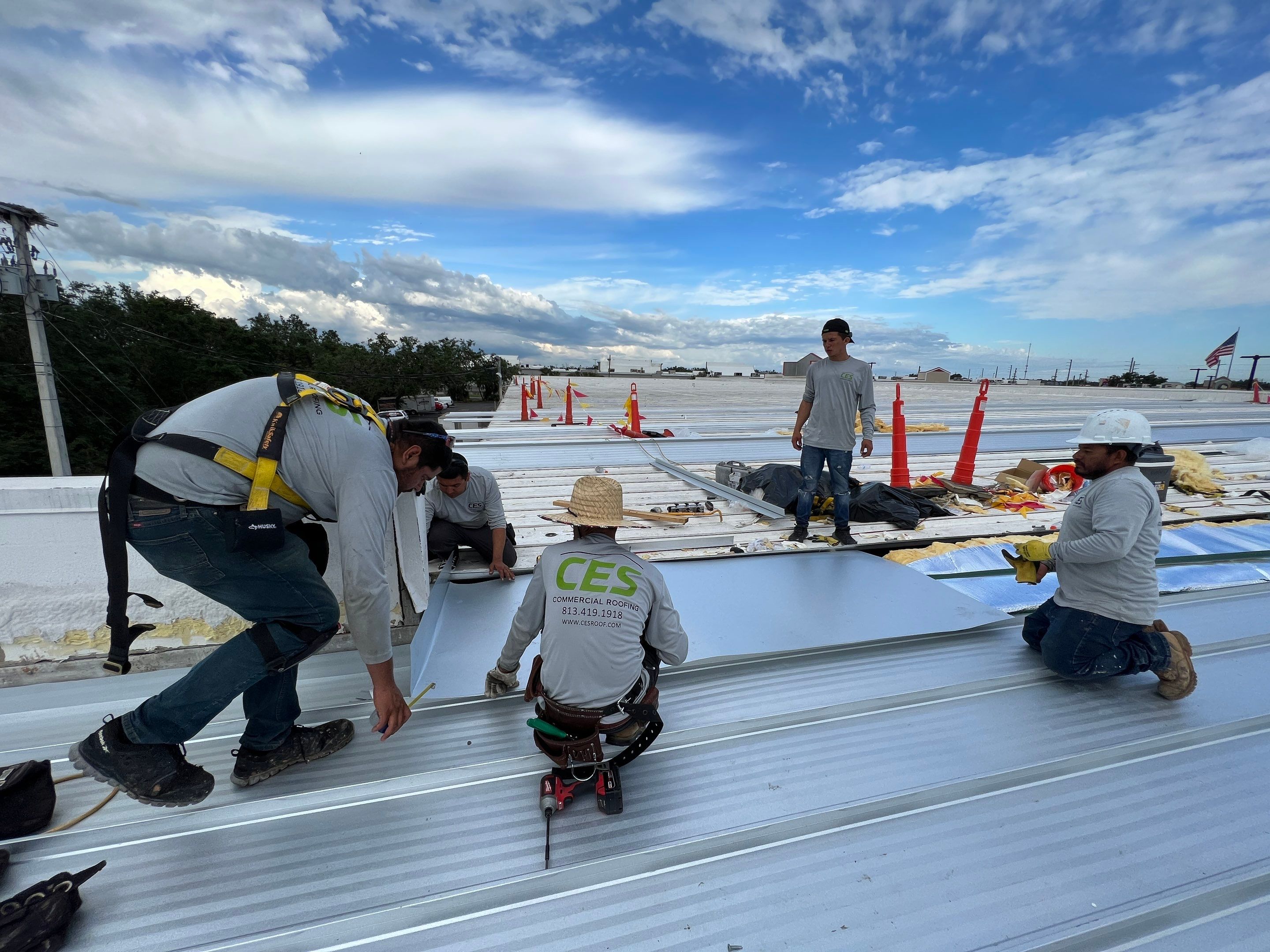 Commercial Metal Roof Replacement at Shopping Plaza in Port Charlotte by CES Roofing