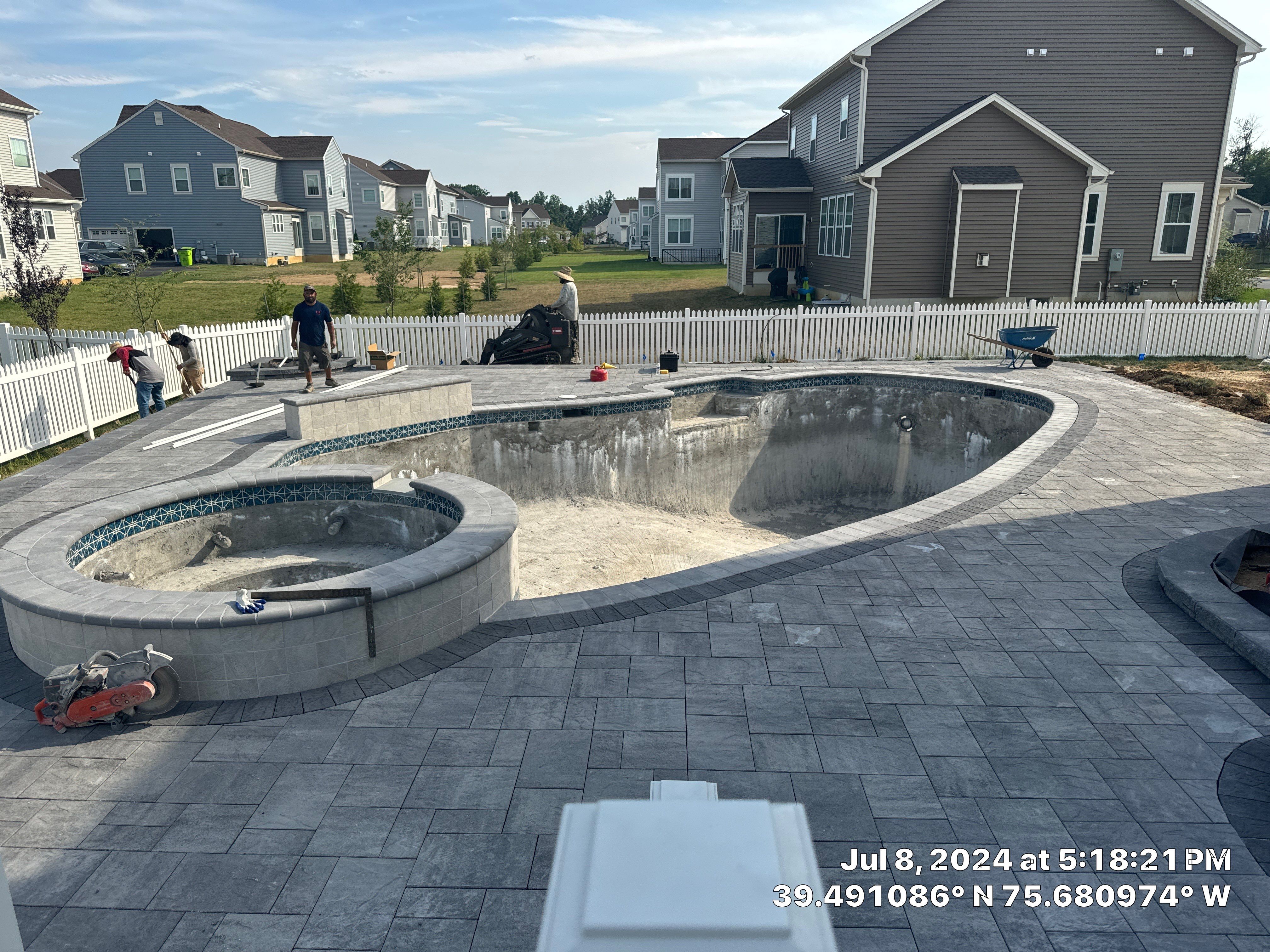 Pool and Hardscape Design in Delaware | Belgard Paver Patio & Outdoor Living Space by Studio G Indoor Spaces & Outdoor Living