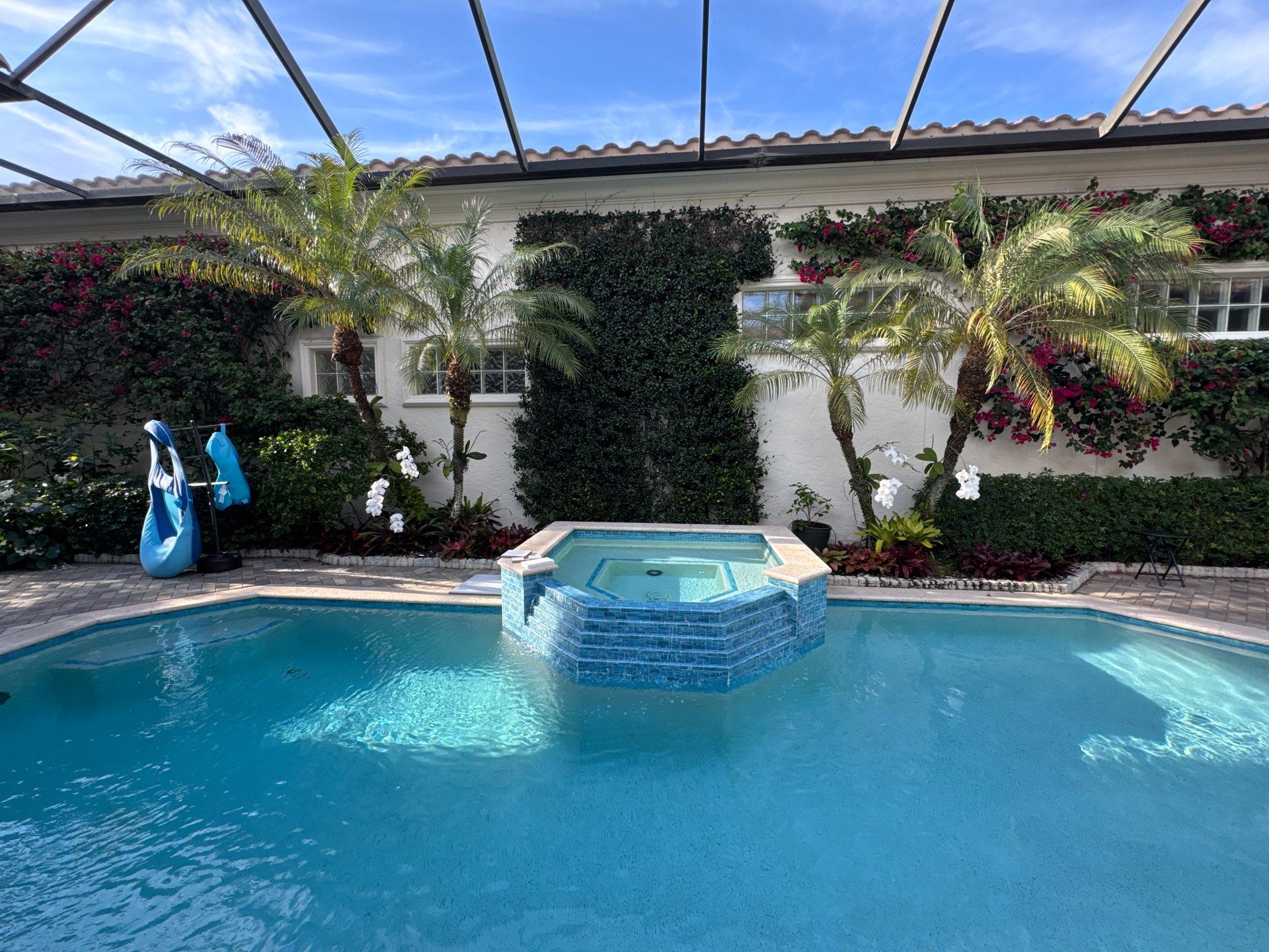 Pool Deck/Landscape/landscape lighting/pool coping/porcelain pavers/Pelican Marsh by Old Town Pavers Llc
